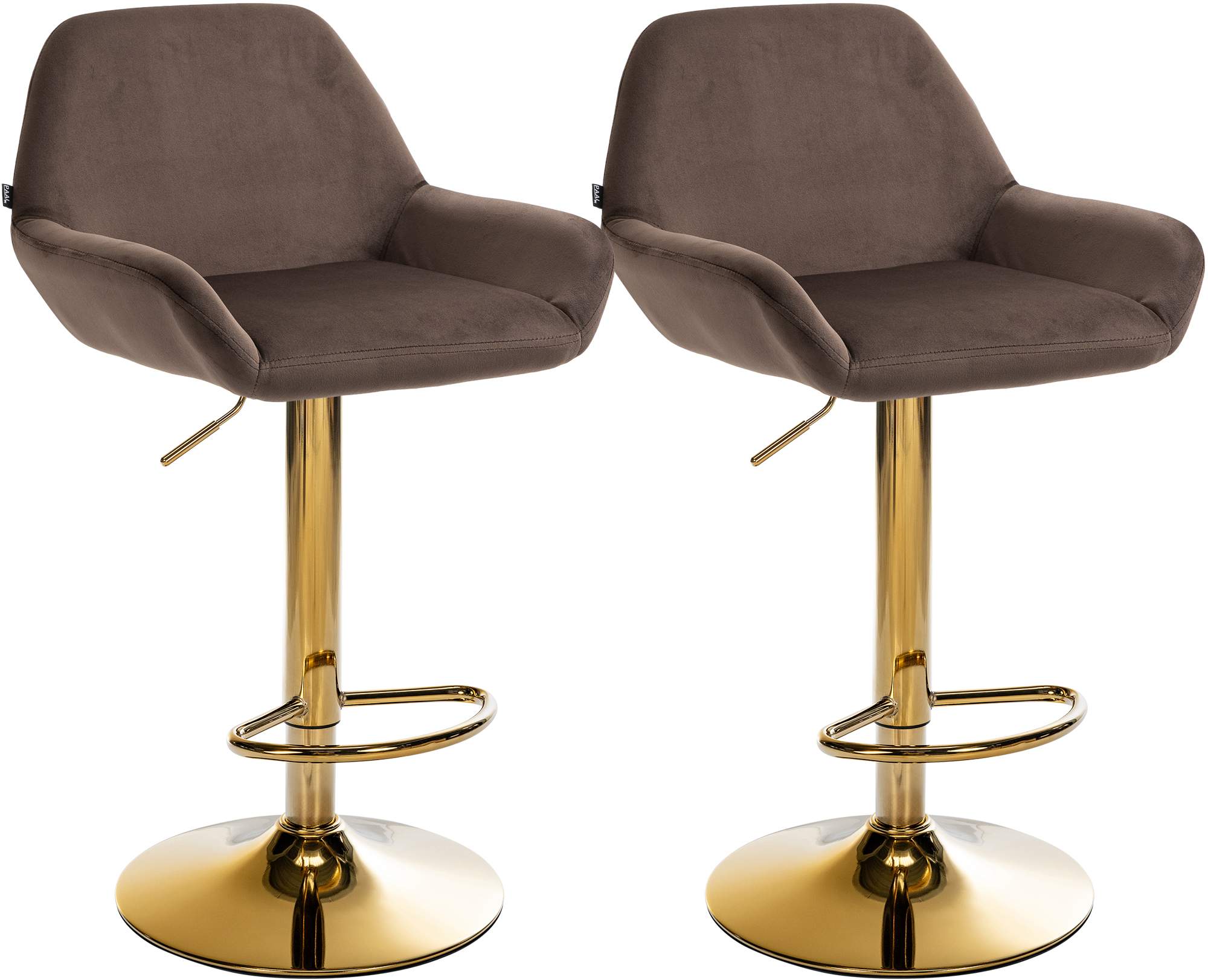 Set di 2 sgabelli da bar Braga in velluto oro