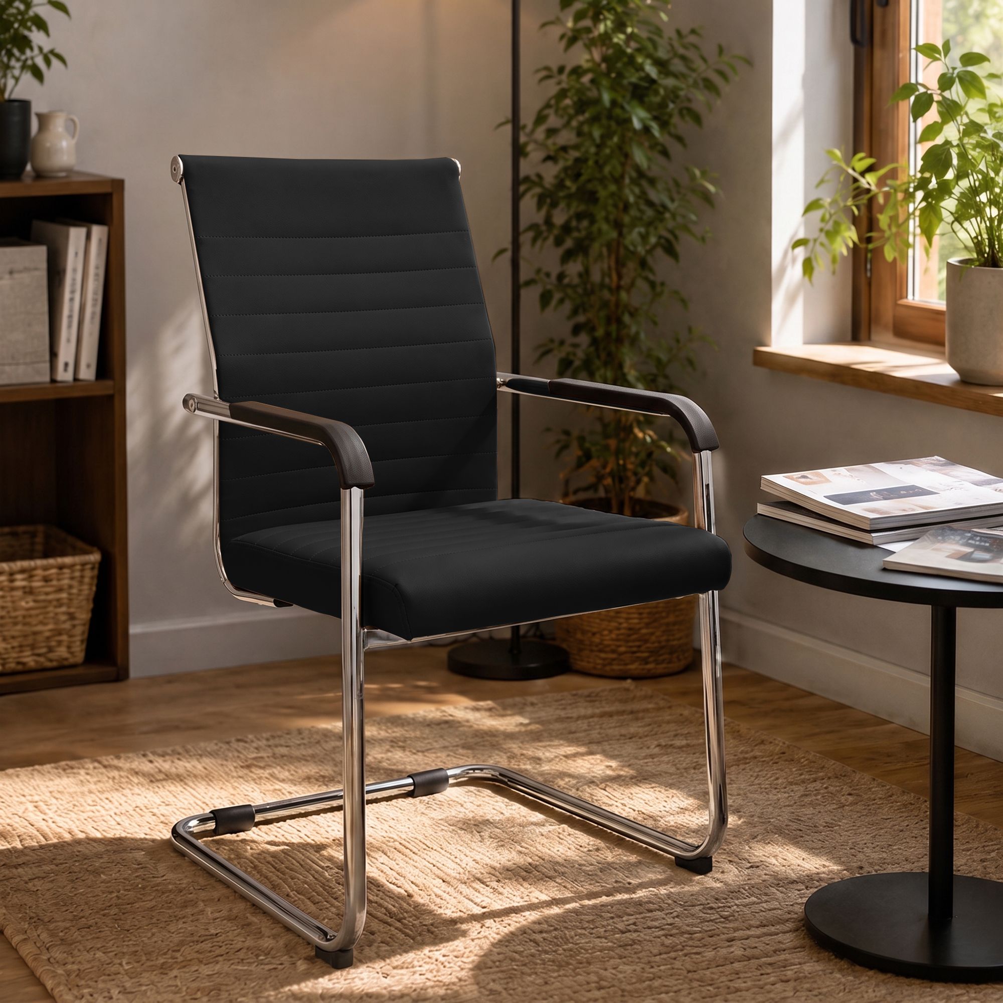 Sedia cantilever Hakon in similpelle