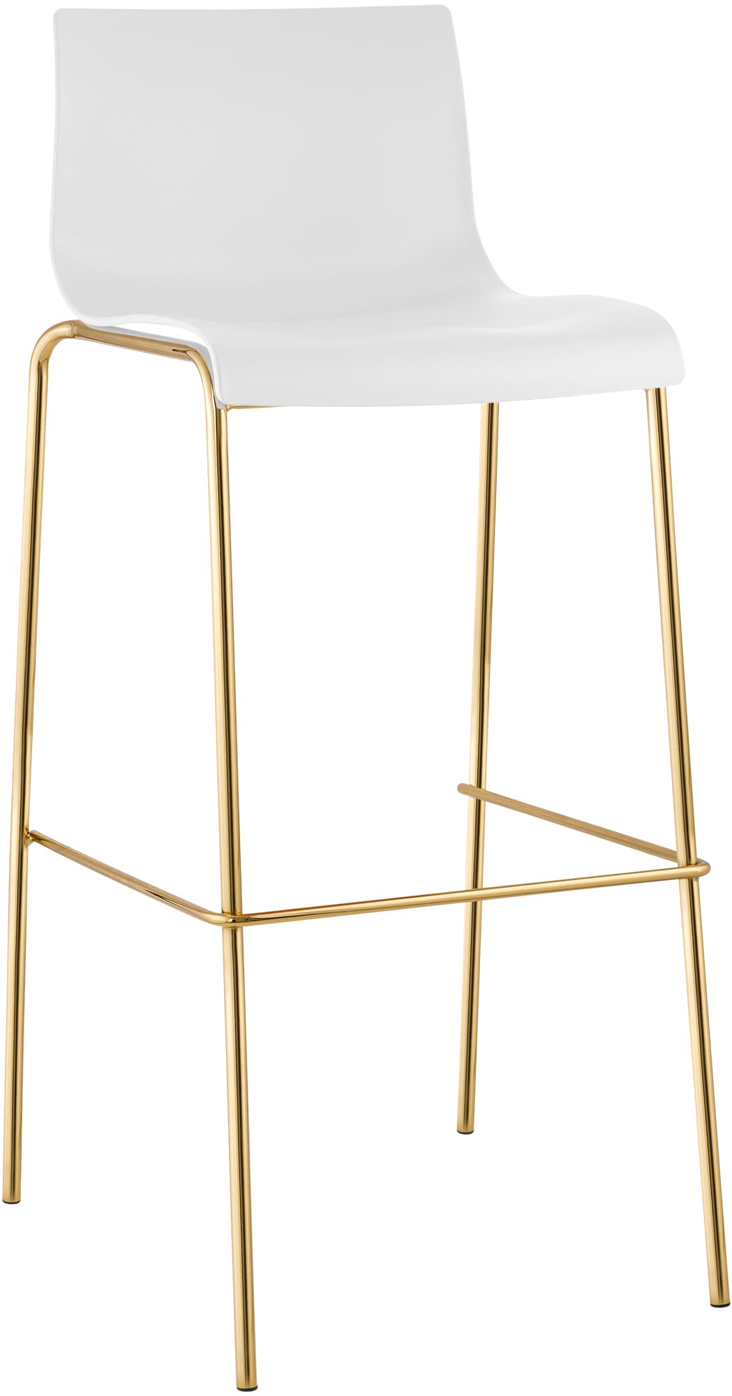 Sgabello da Bar Hover in Plastica, Telaio a Quattro Gambe in Oro