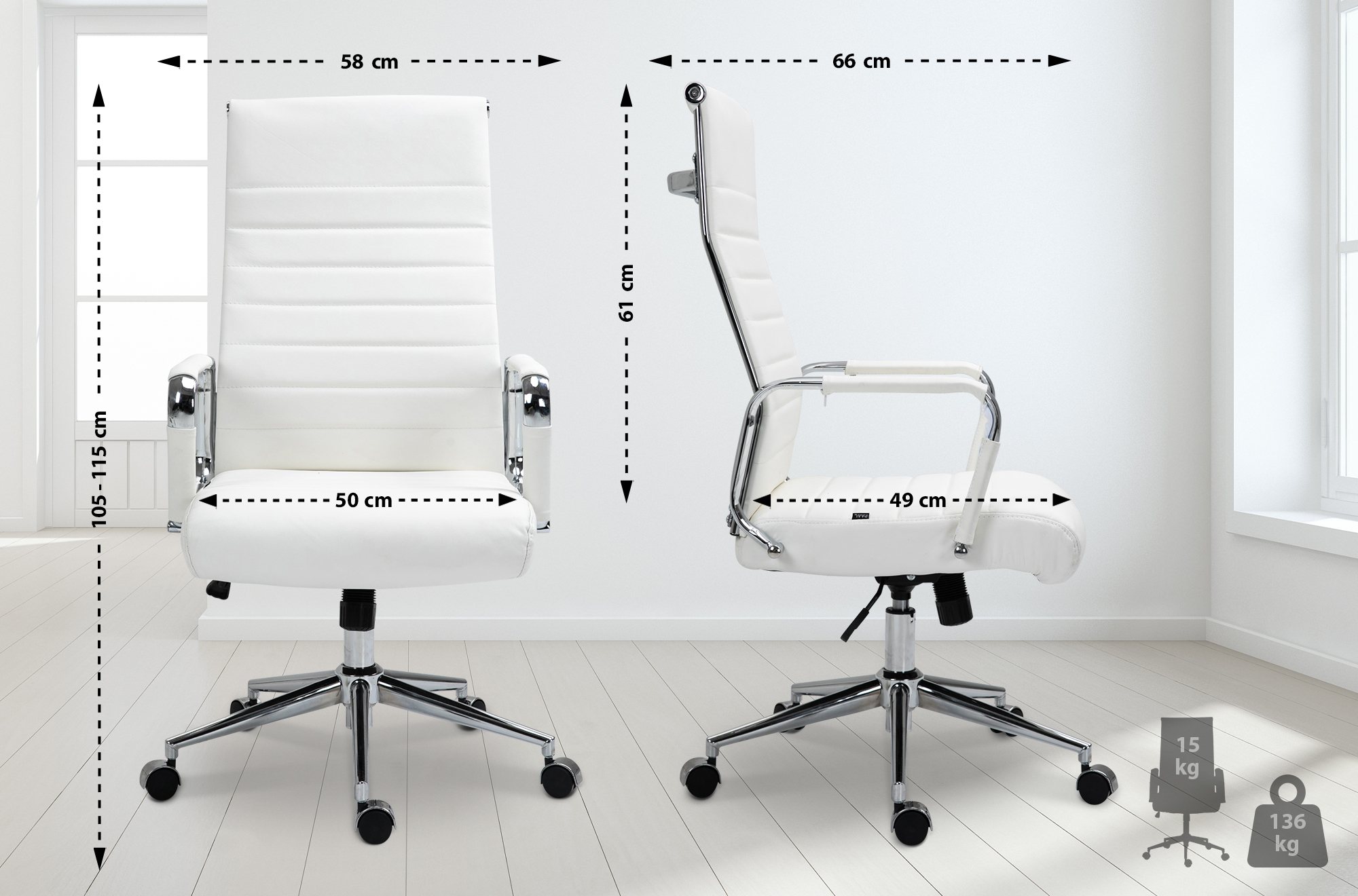 Sedia da ufficio Kolumbus in vera pelle