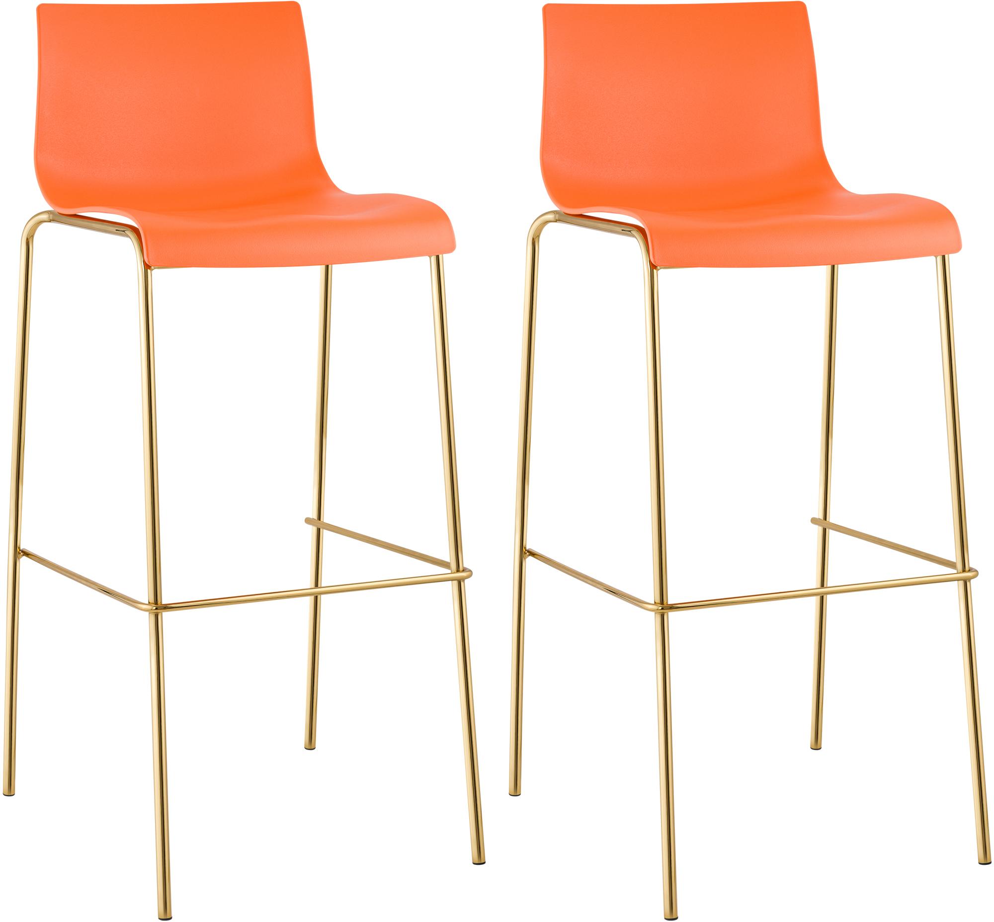 Set da 2 sgabelli da bar Hover in plastica con base a 4 gambe color oro