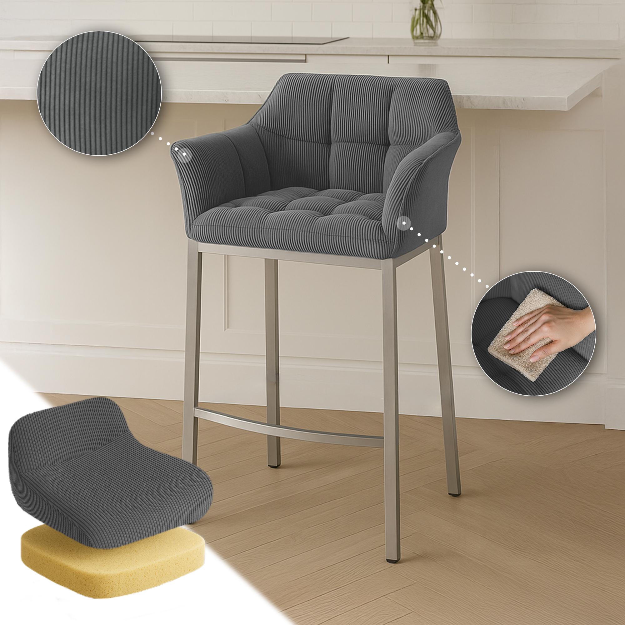 Sgabello Bar Damaso con Rivestimento In Corda e Base a Quattro Gambe