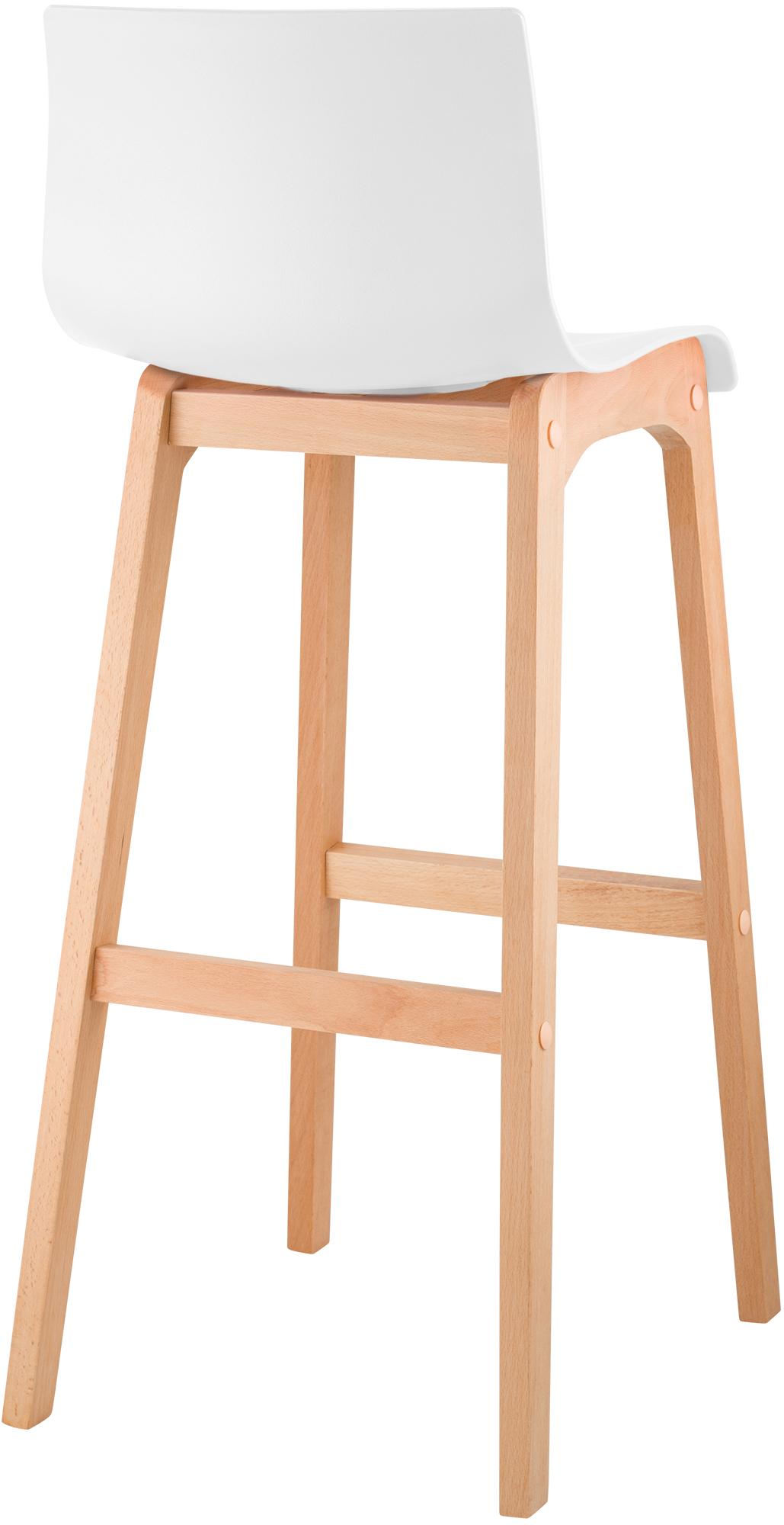 Sgabello da Bar Hover con Seduta in Plastica e Telaio in Legno Natura