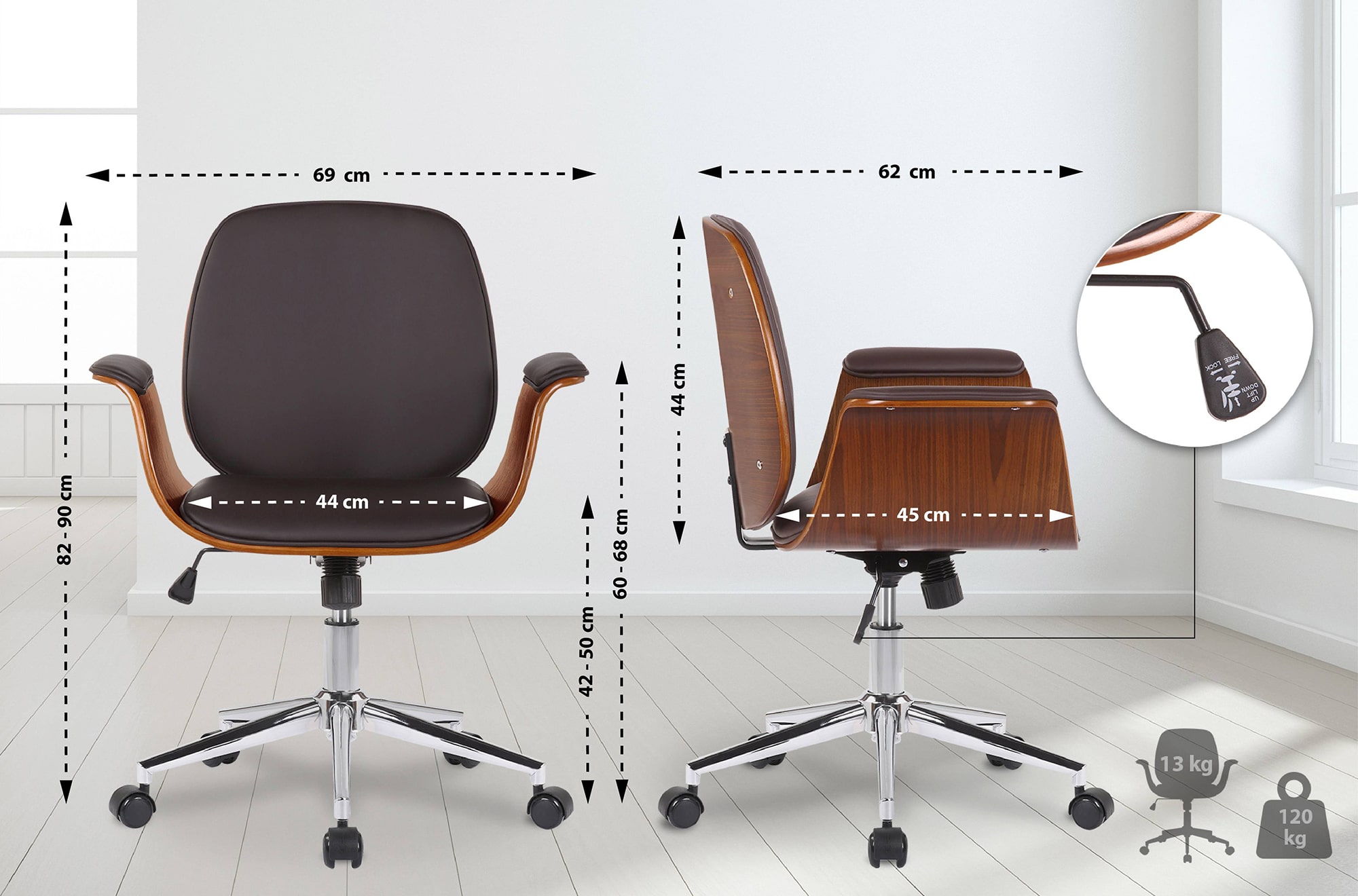 Sedia ufficio Kemberg in similpelle