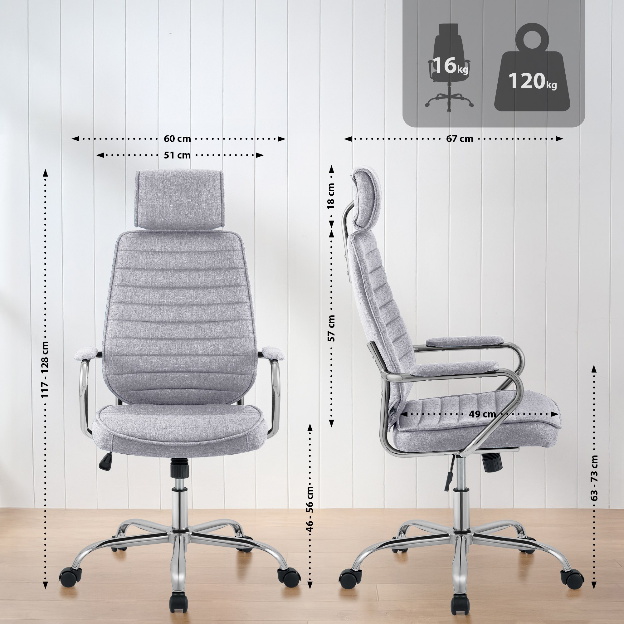 Sedia da Ufficio Rako in Tessuto