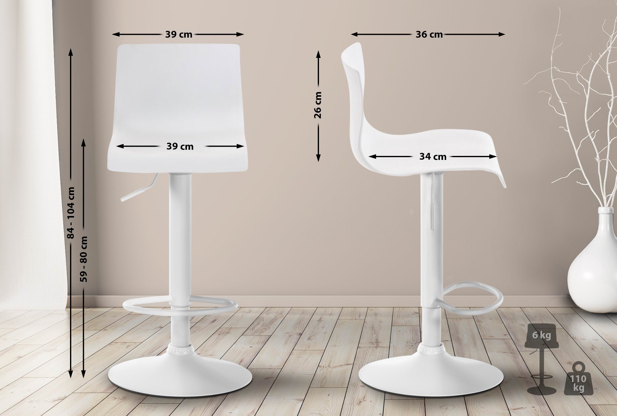 Sgabello Hover in polipropilene e metallo