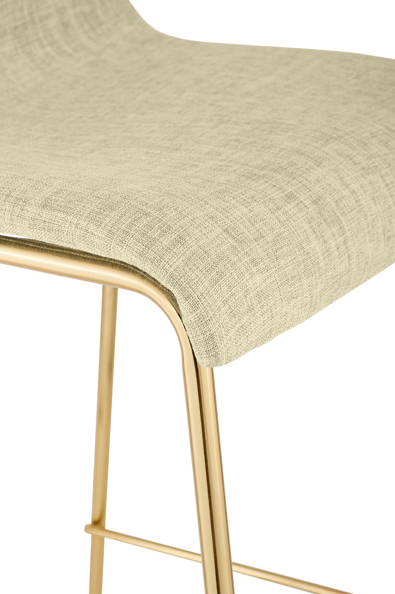 Set 2 Sgabelli Bar Hover in Tessuto, Gambe Effetto Oro
