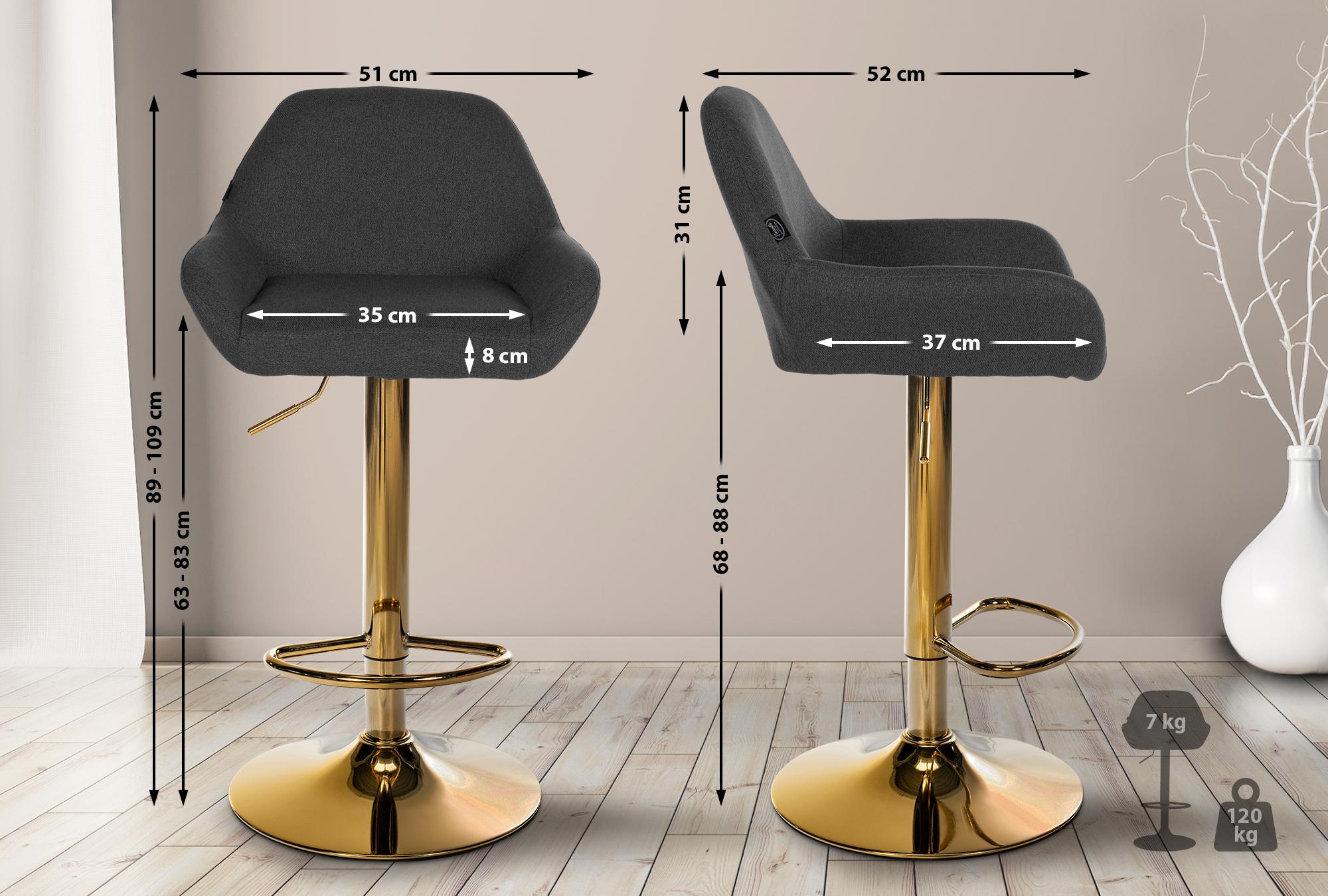 Set di 2 sgabelli da bar in tessuto Braga Gold