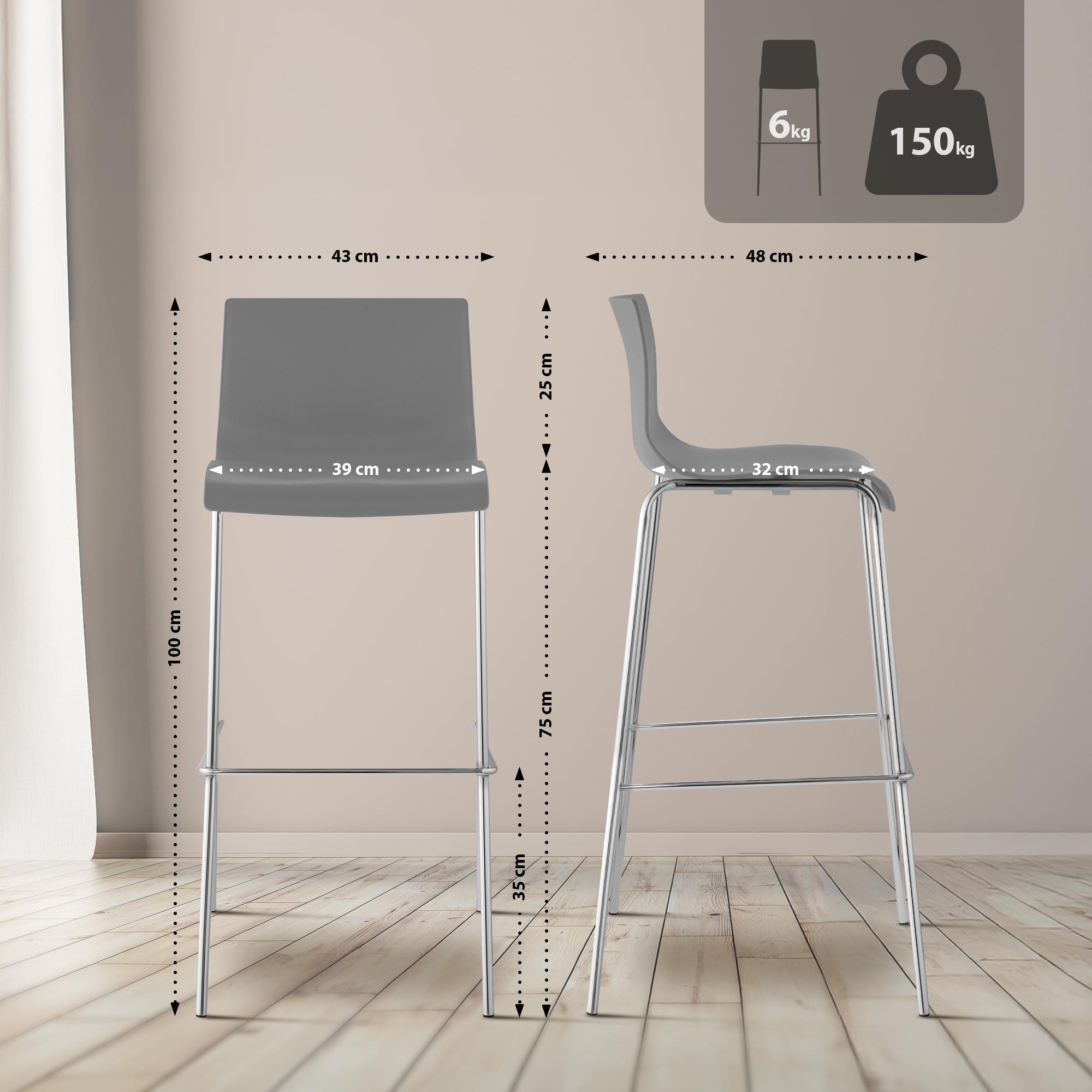 Sgabello da Bar Hover Plastica Struttura a 4 Gambe