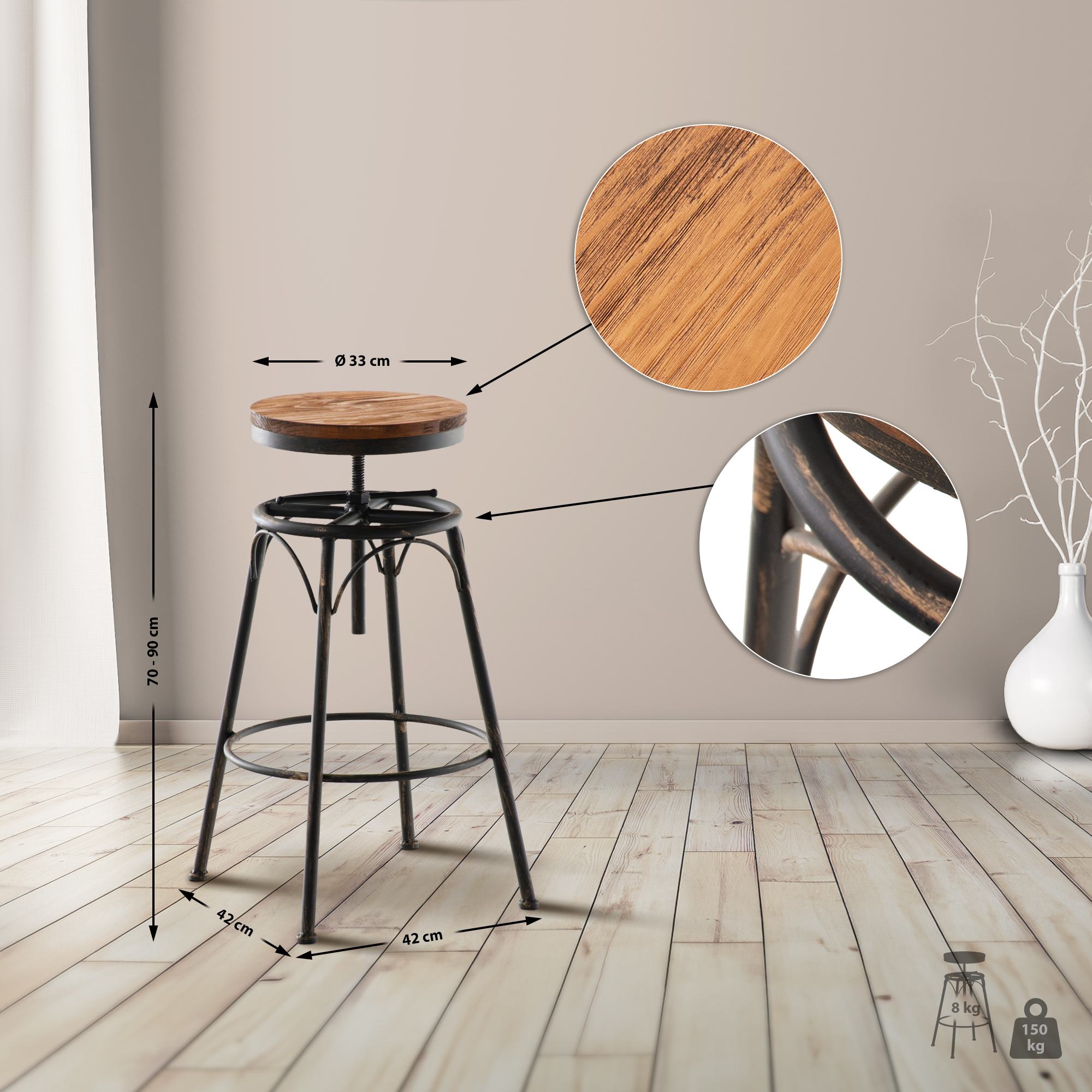 Sgabello industriale Beam