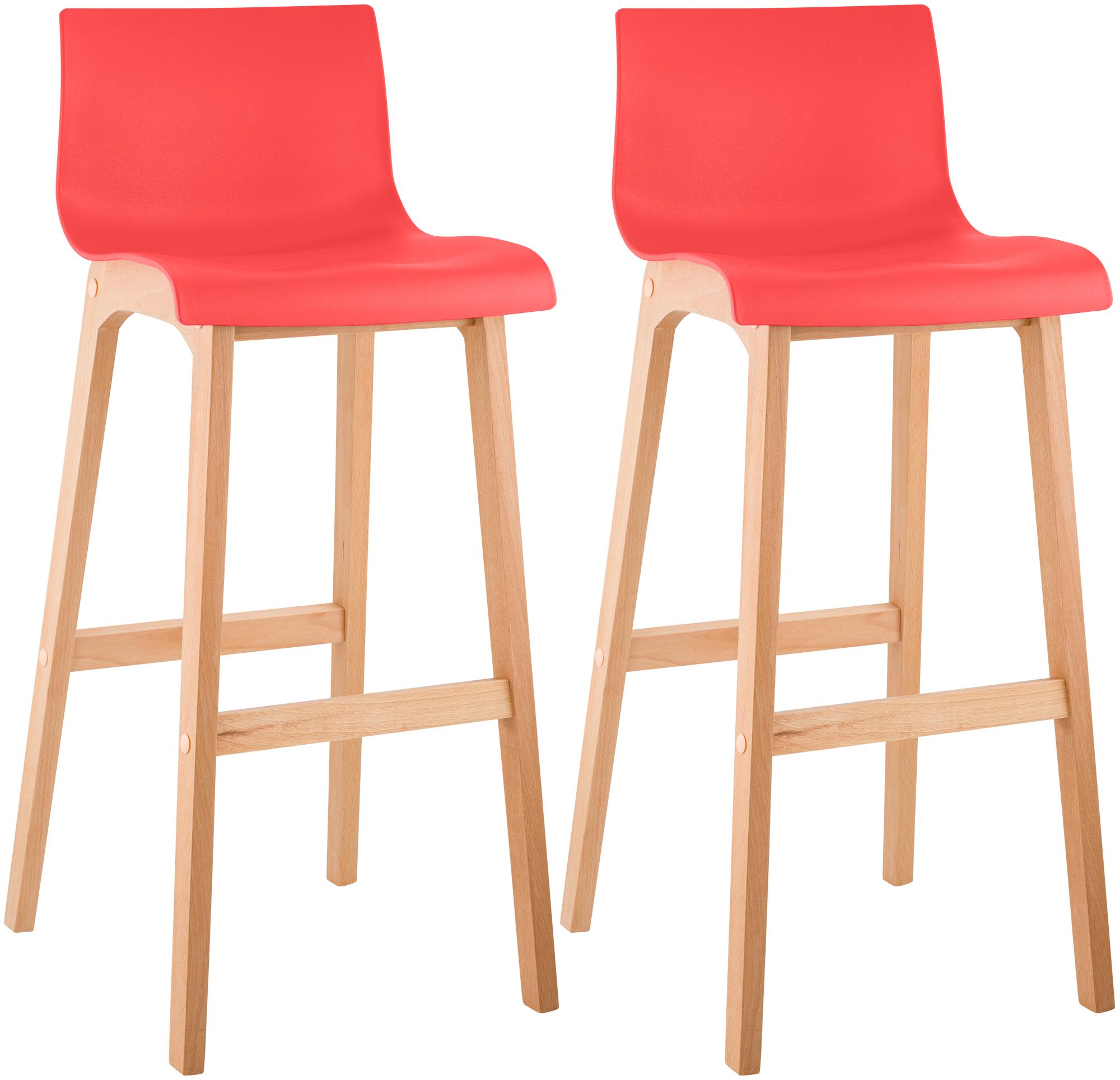 Set di 2 sgabelli da bar Hover in plastica con gambe a quattro piedi Natura