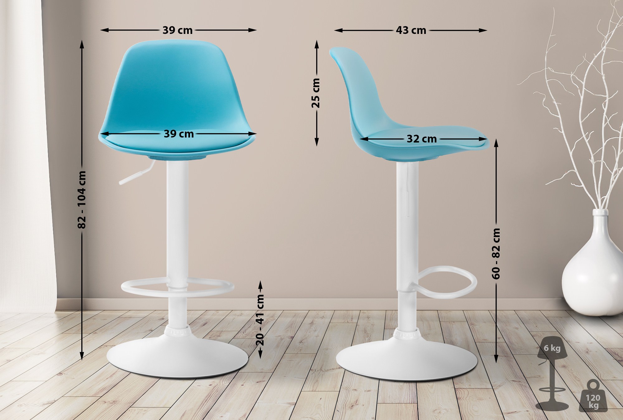 Sgabello di design KIEL in polipropilene e similpelle