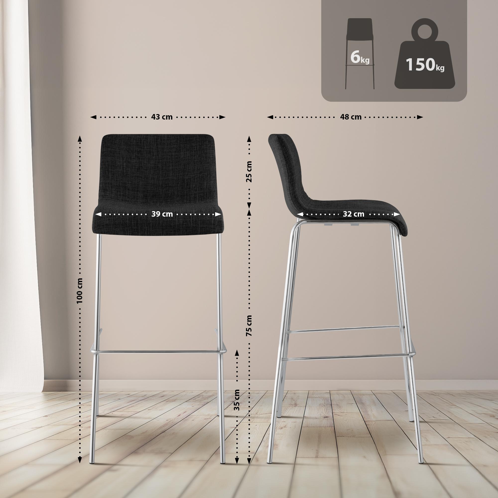 Set da 2 sgabelli da bar Hover in tessuto con base a 4 gambe