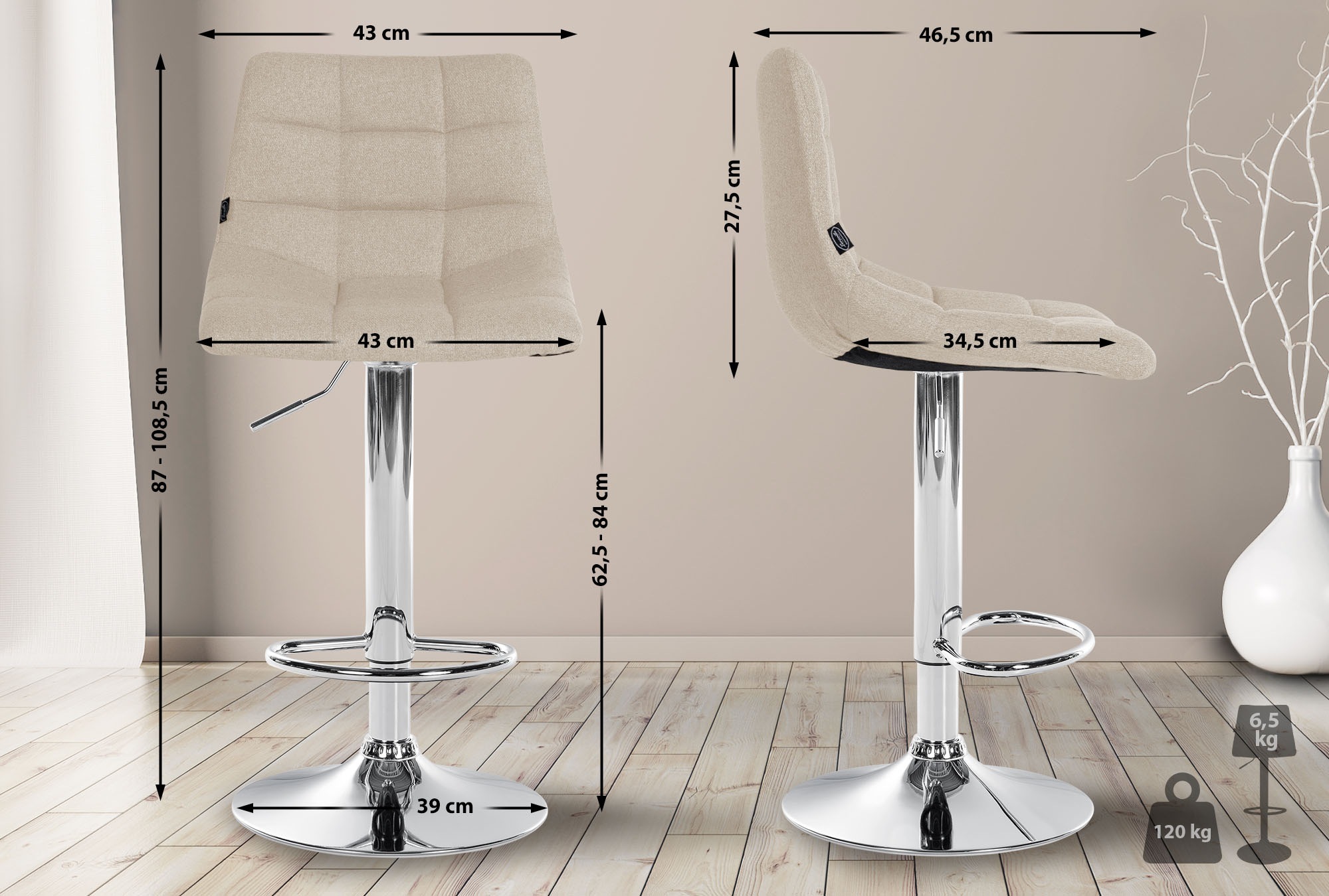 Set di 2 sgabelli da bar Jerry Fabric