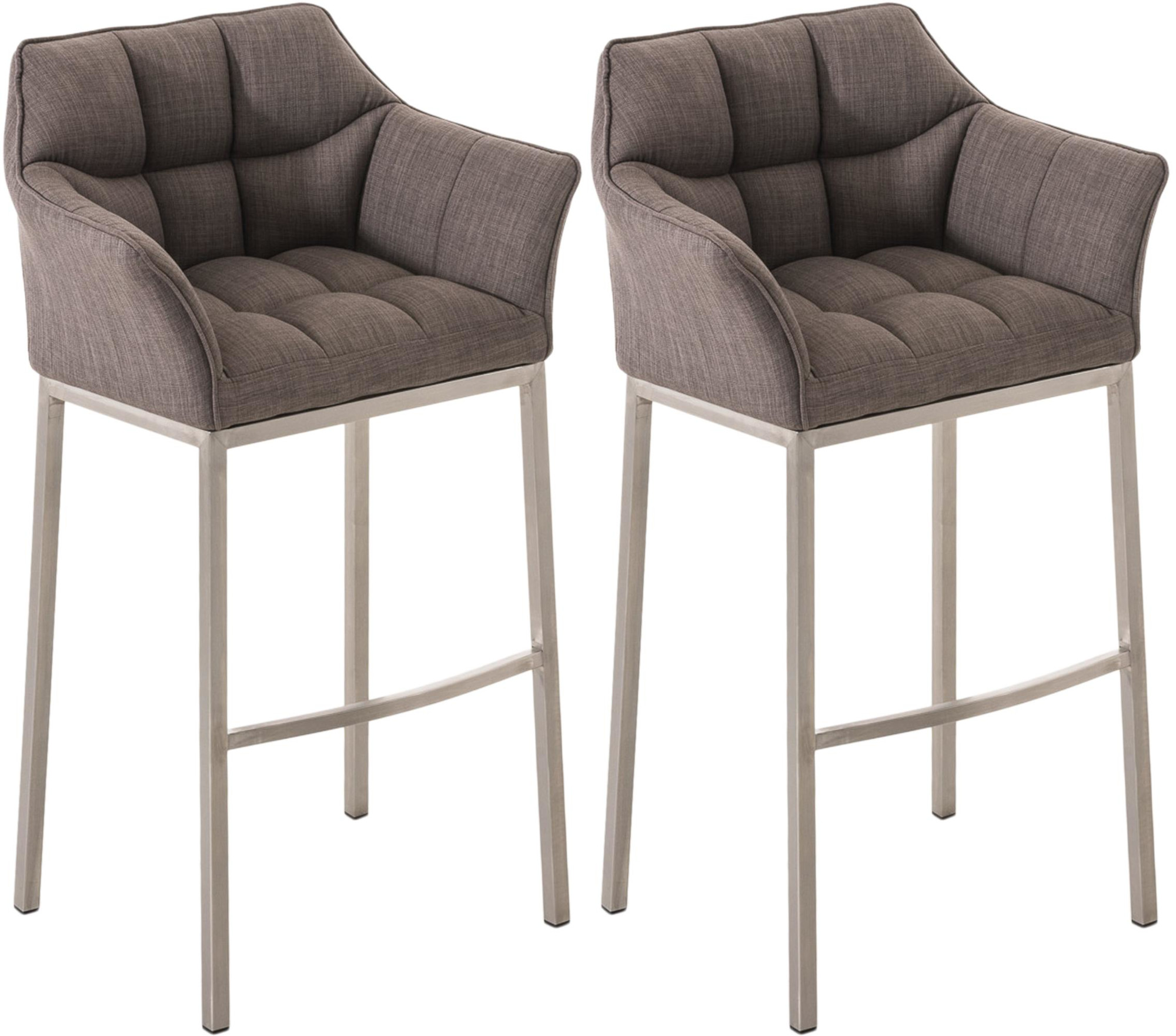 Set di 2 Sgabelli da Bar Damaso in Tessuto con Base a 4 Gambe