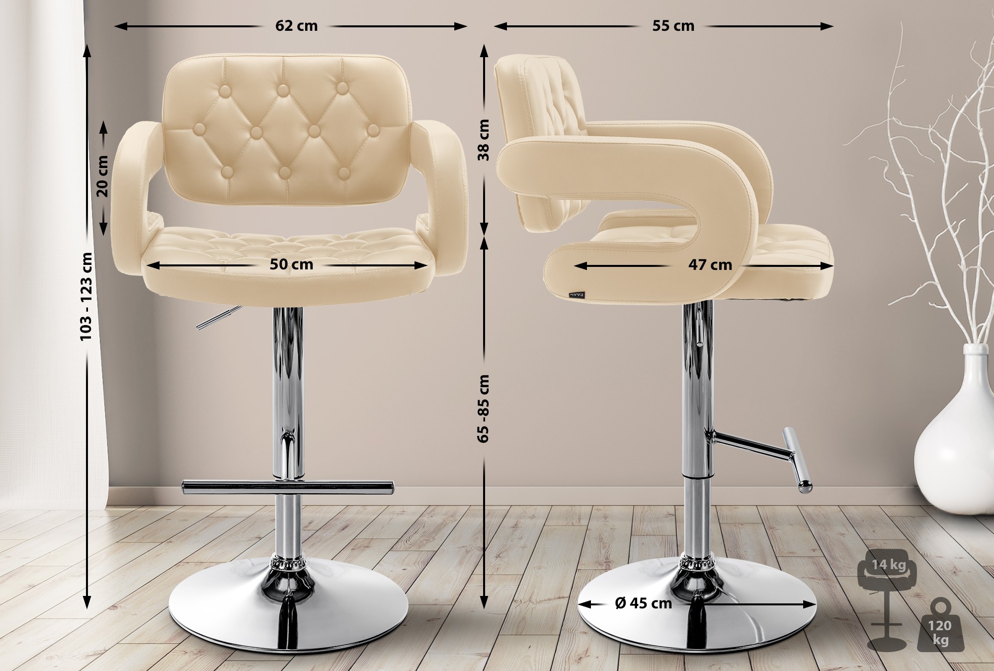 Sgabello Dublin in similpelle