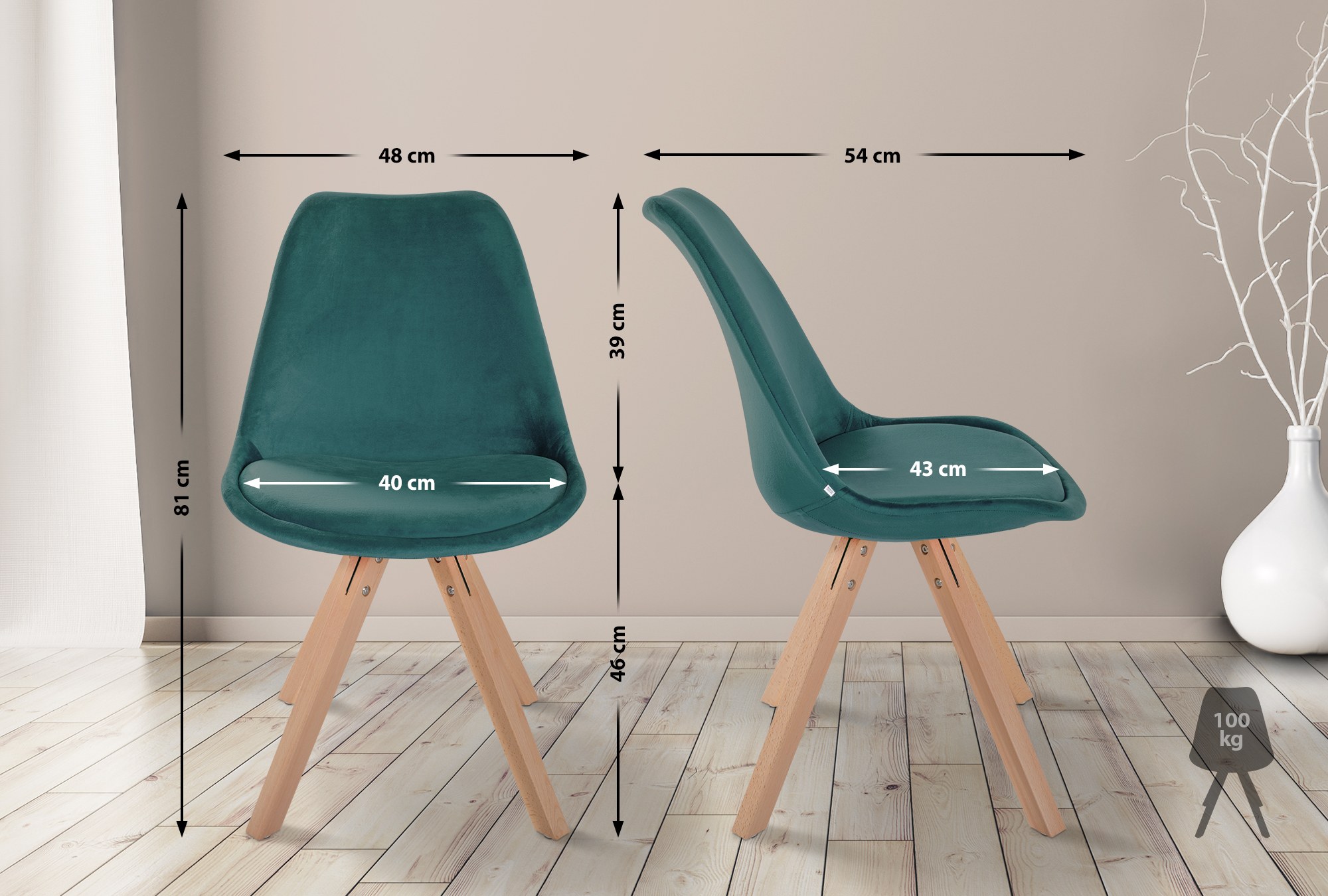 Set di 4 sedie Sofia Velvet