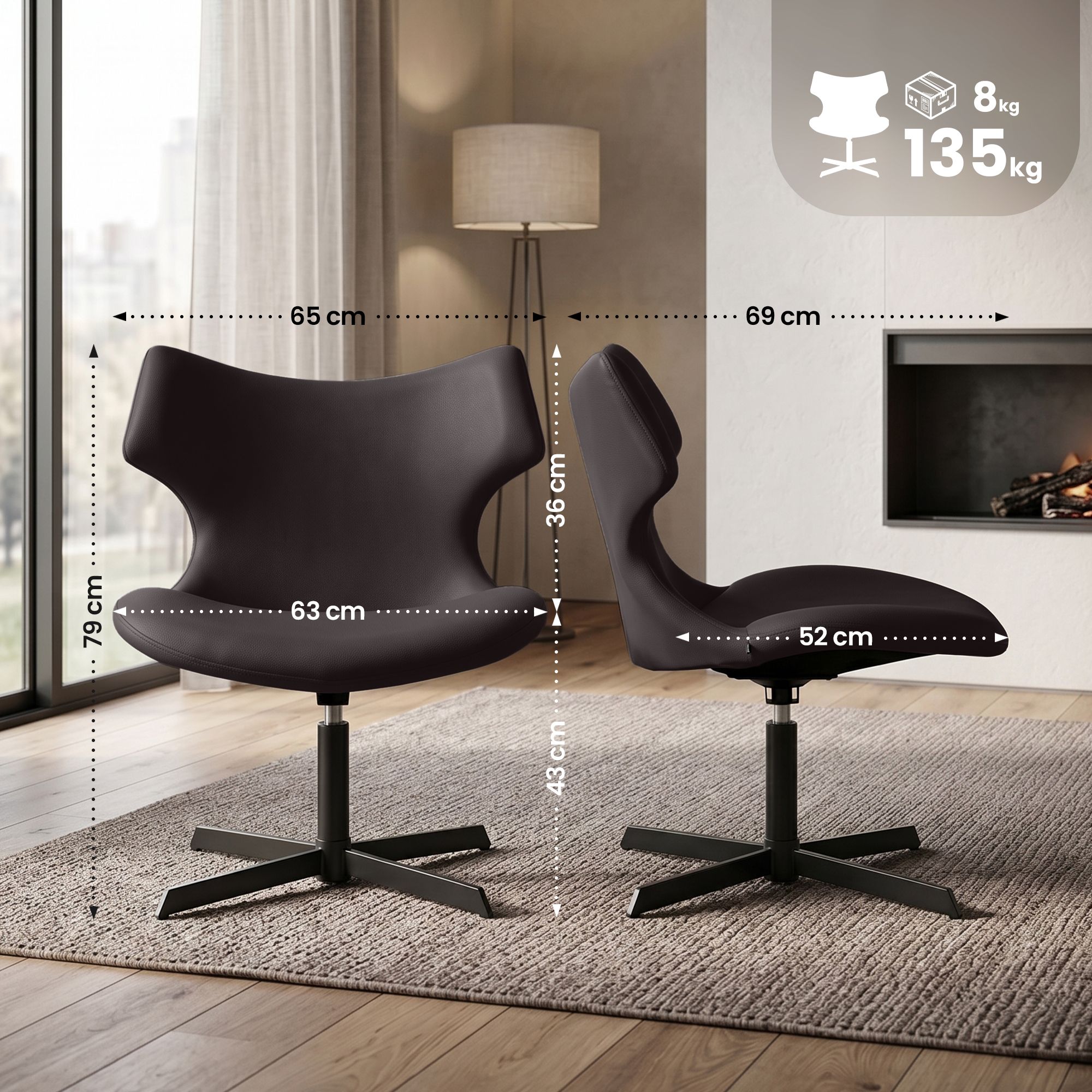 Set di 2 Poltroncine Lounge Welland Effetto Pelle