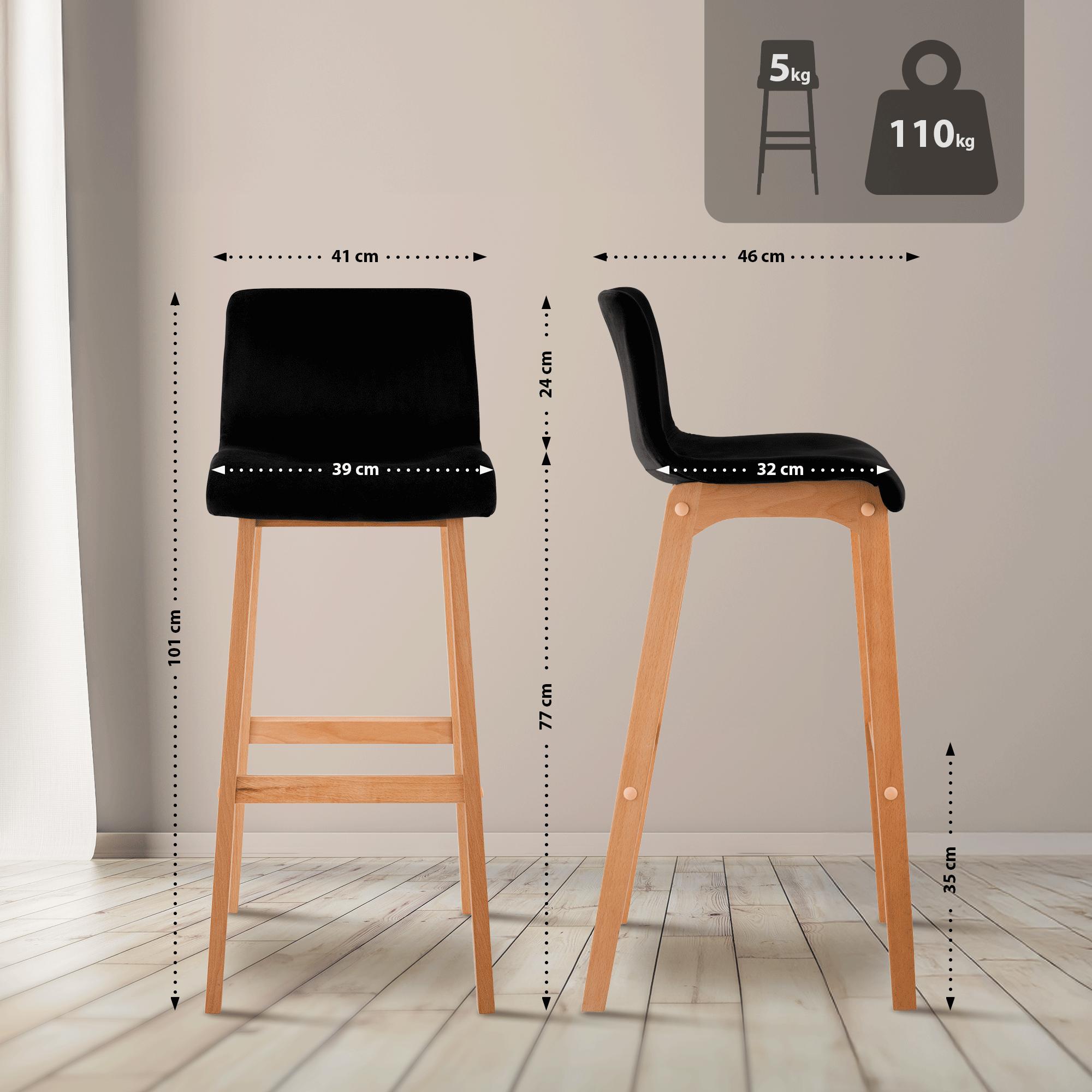 Sgabello Bar Hover Velluto Base a Quattro Gambe Natura