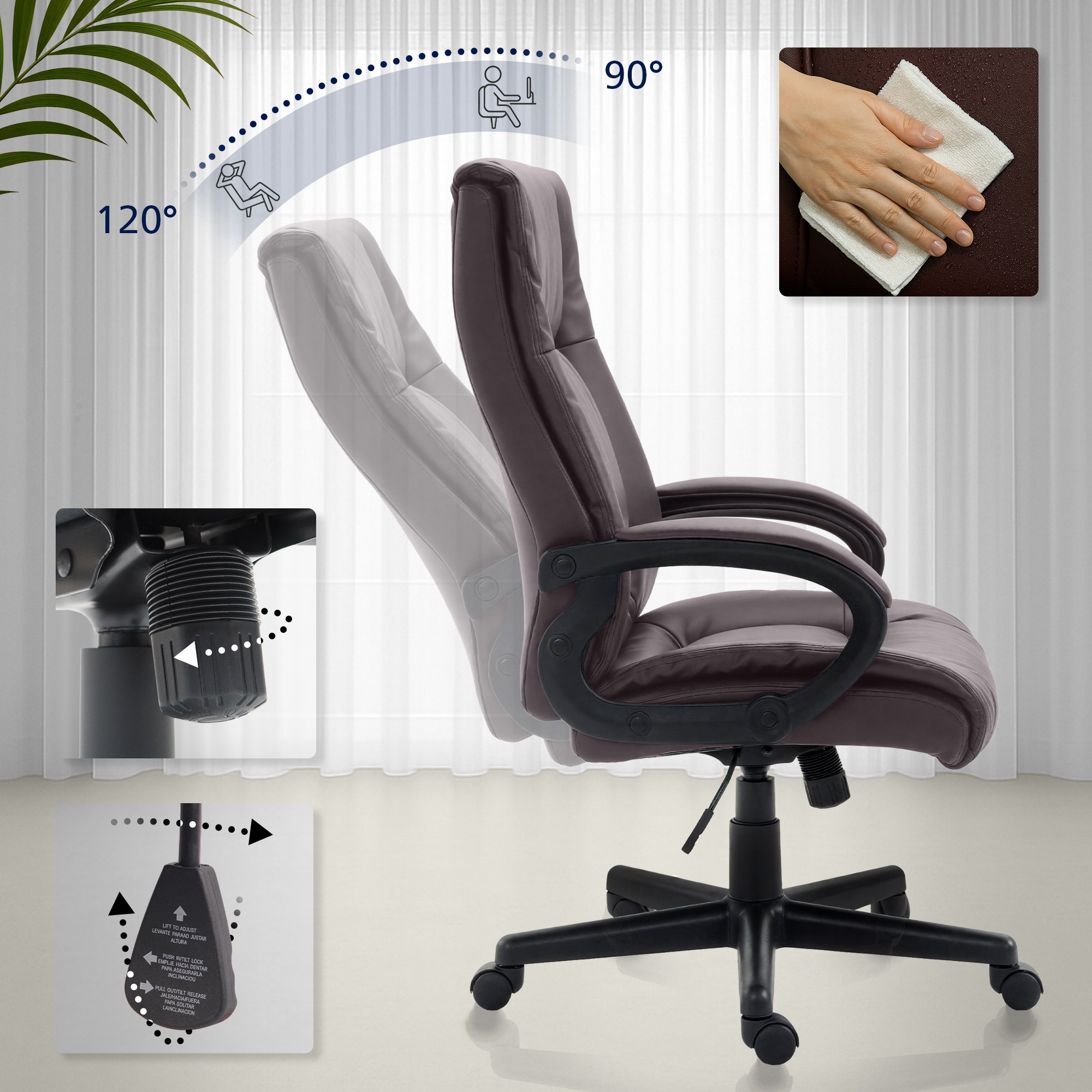 Sedia da ufficio XL Sparta in similpelle