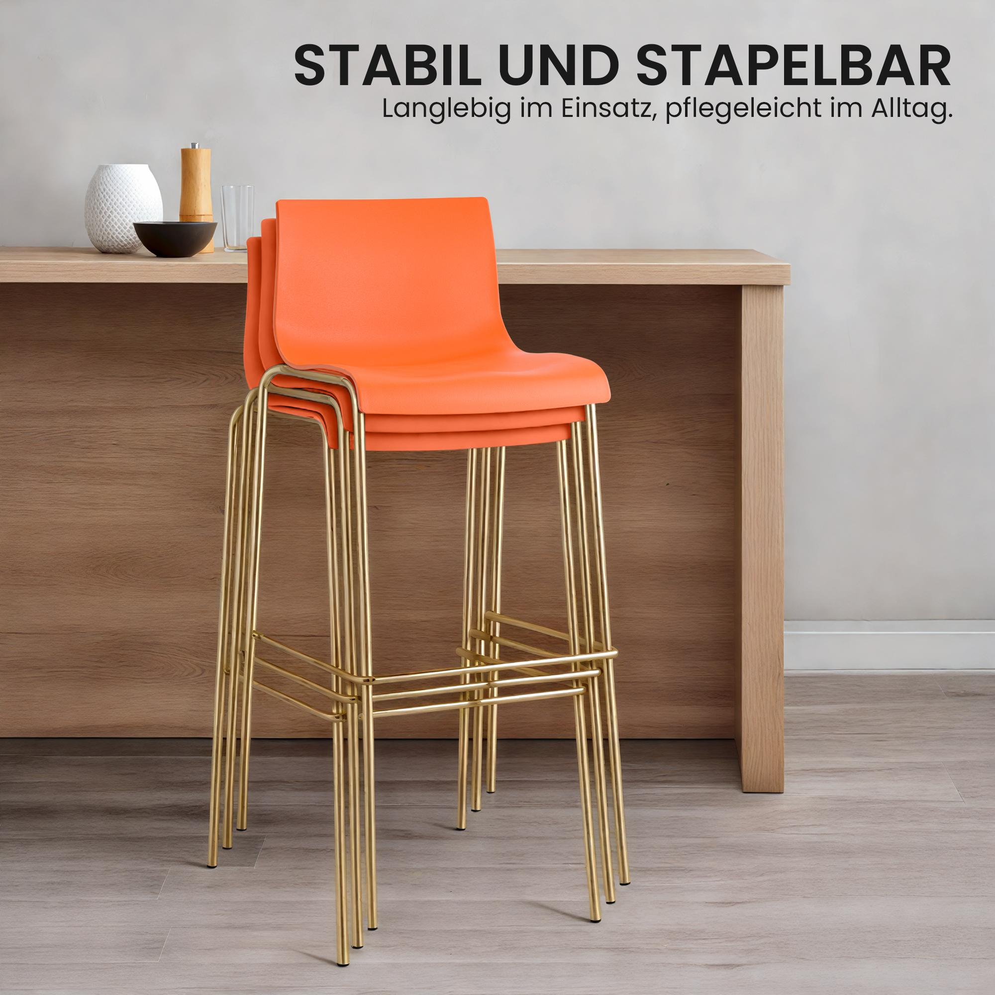 Set da 2 sgabelli da bar Hover in plastica con base a 4 gambe color oro