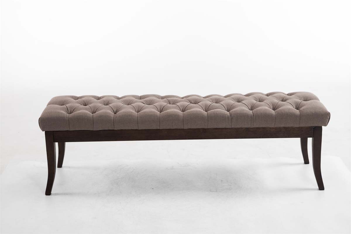 Panca design RAMSES in legno scuro antico e tessuto