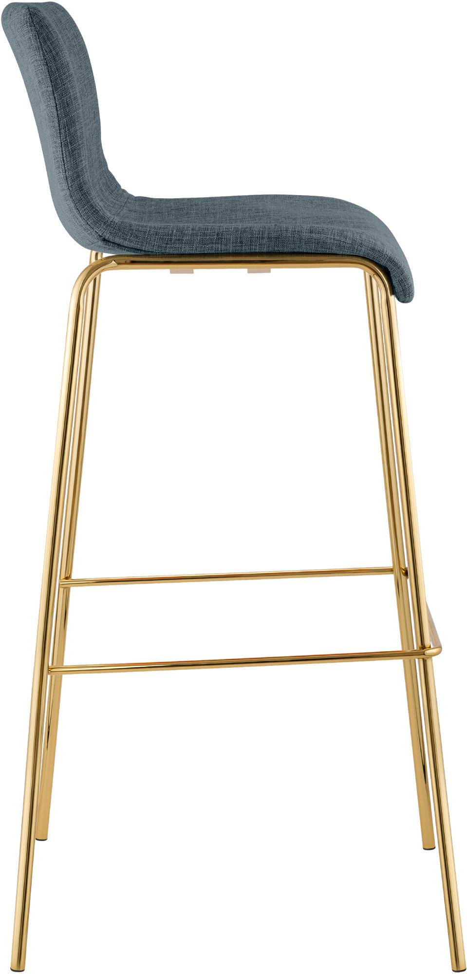 Set 2 Sgabelli Bar Hover in Tessuto, Gambe Effetto Oro