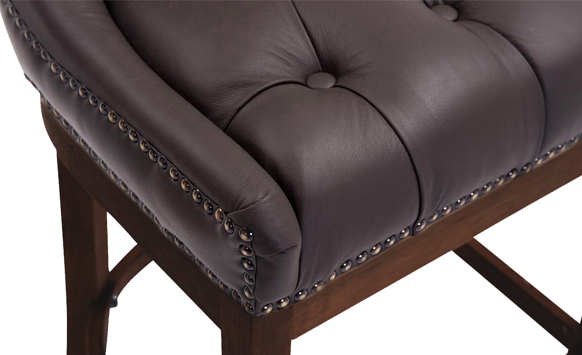 Sgabello Lakewood vera pelle antico-scuro