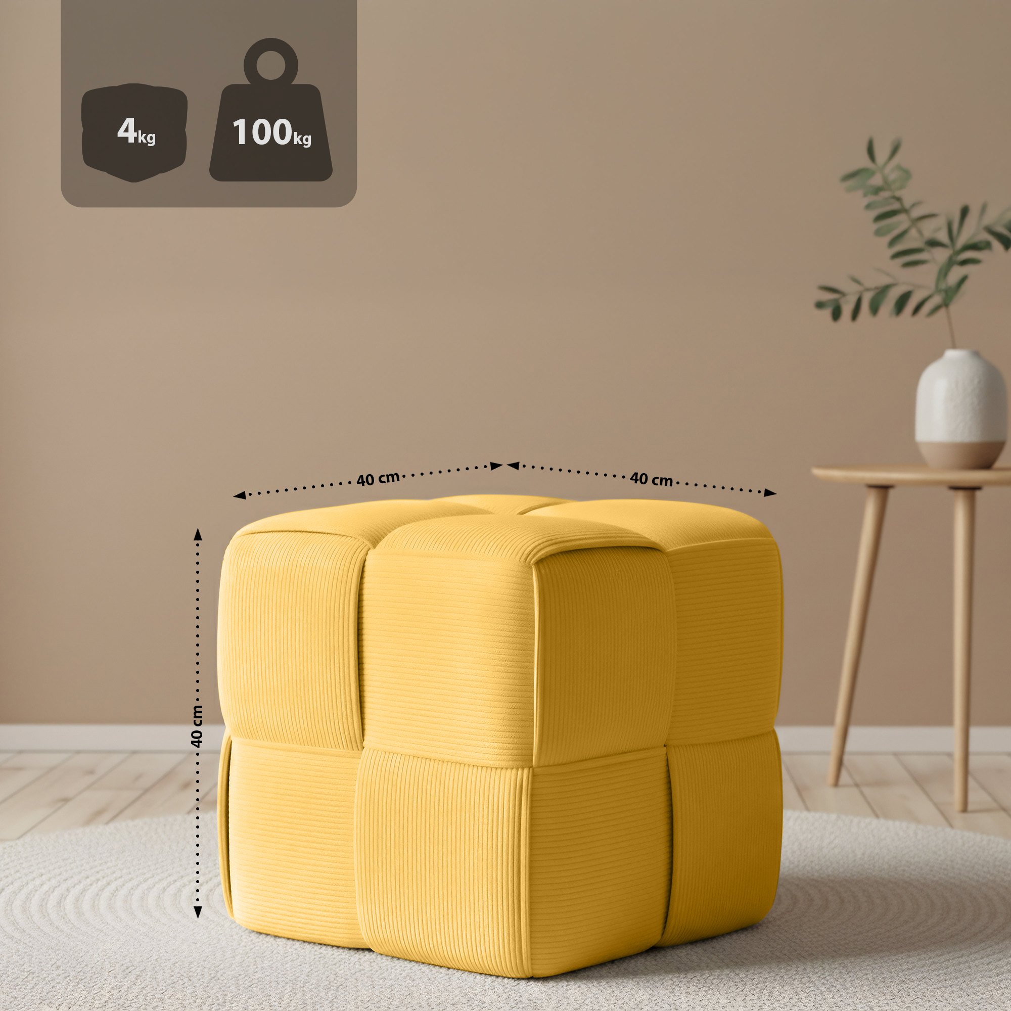 Pouf in Velluto a Coste Forinta