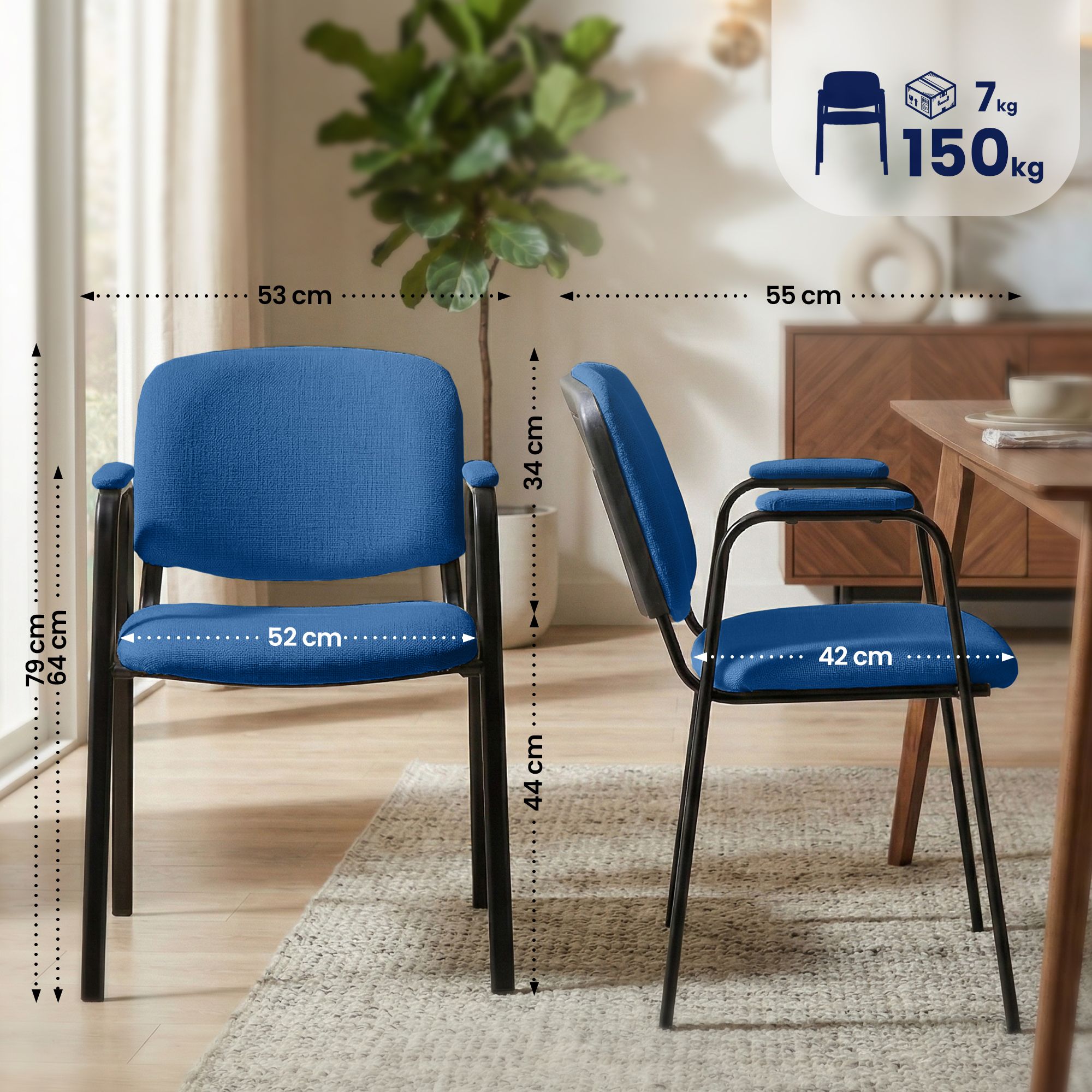 Set 4 Sedie Impilabili Ken Pro in Tessuto