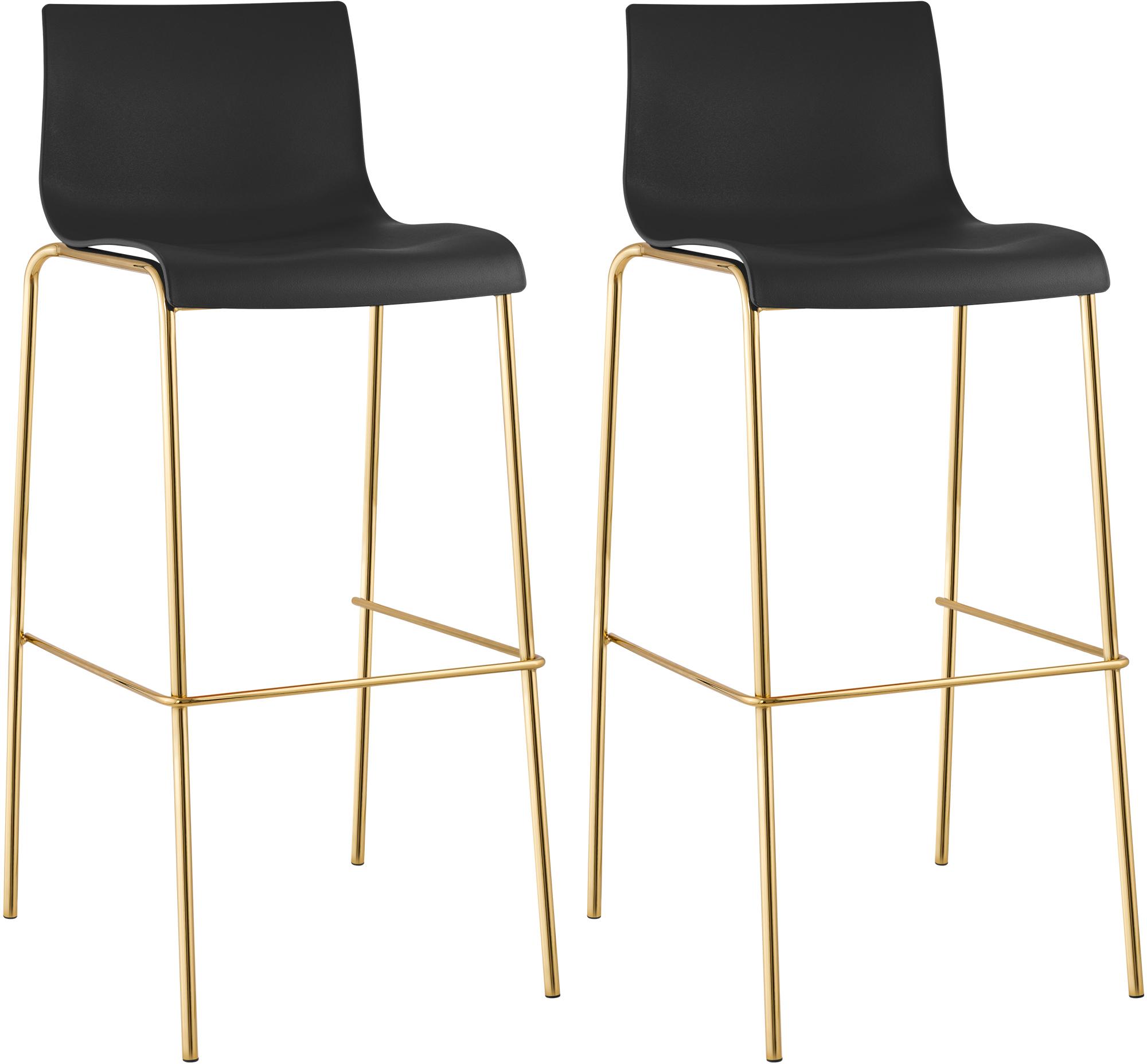 Set da 2 sgabelli da bar Hover in plastica con base a 4 gambe color oro