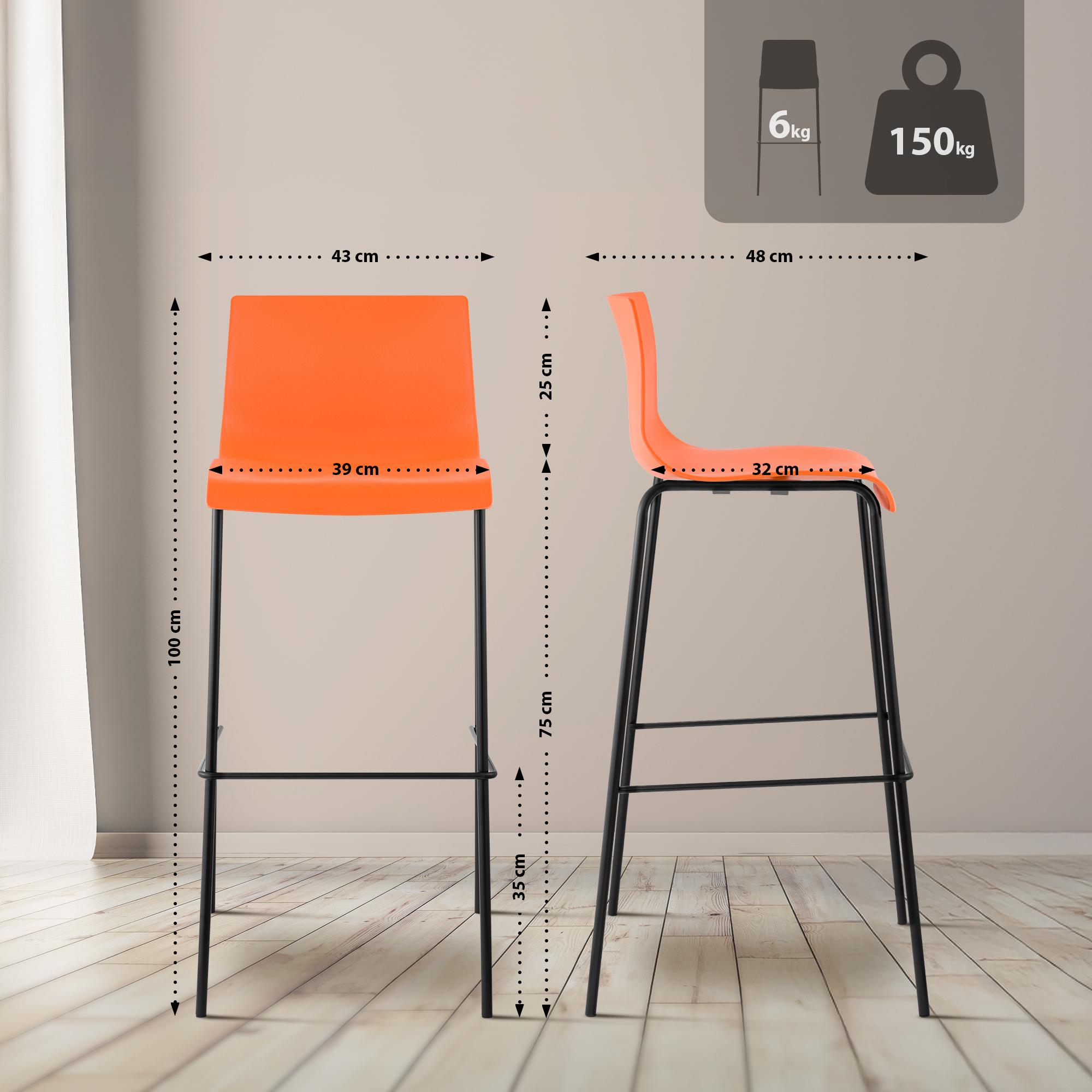Sgabello da Bar Hover Plastica Struttura a 4 Gambe