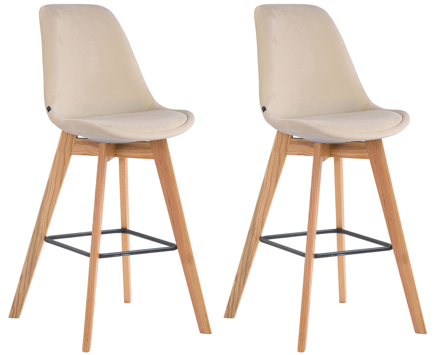 Set 2 Sgabelli Alti Scandinavi Metz In Velluto E Legno