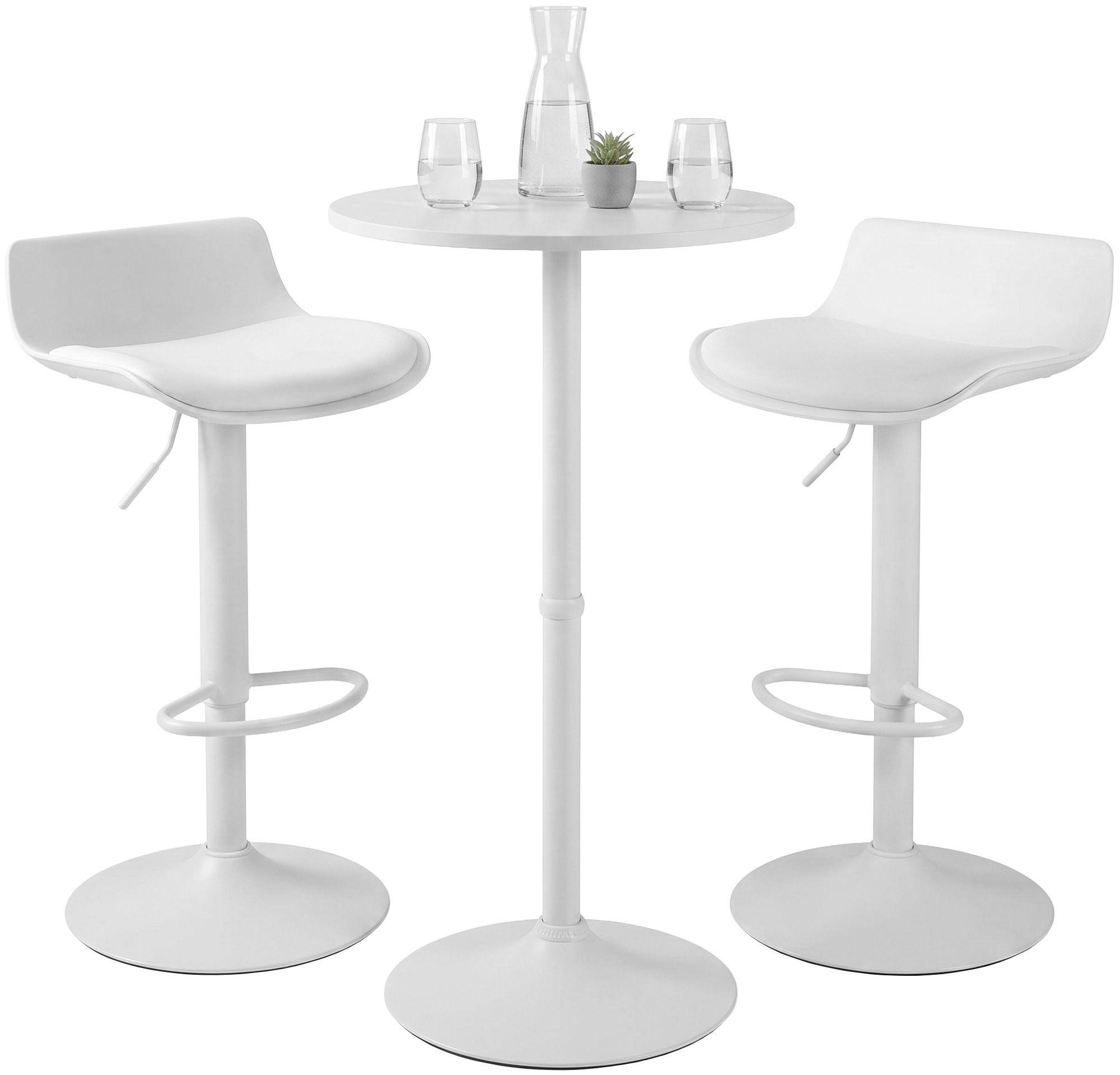 Set tavolo alto da bar Navo con 2 sgabelli in similpelle