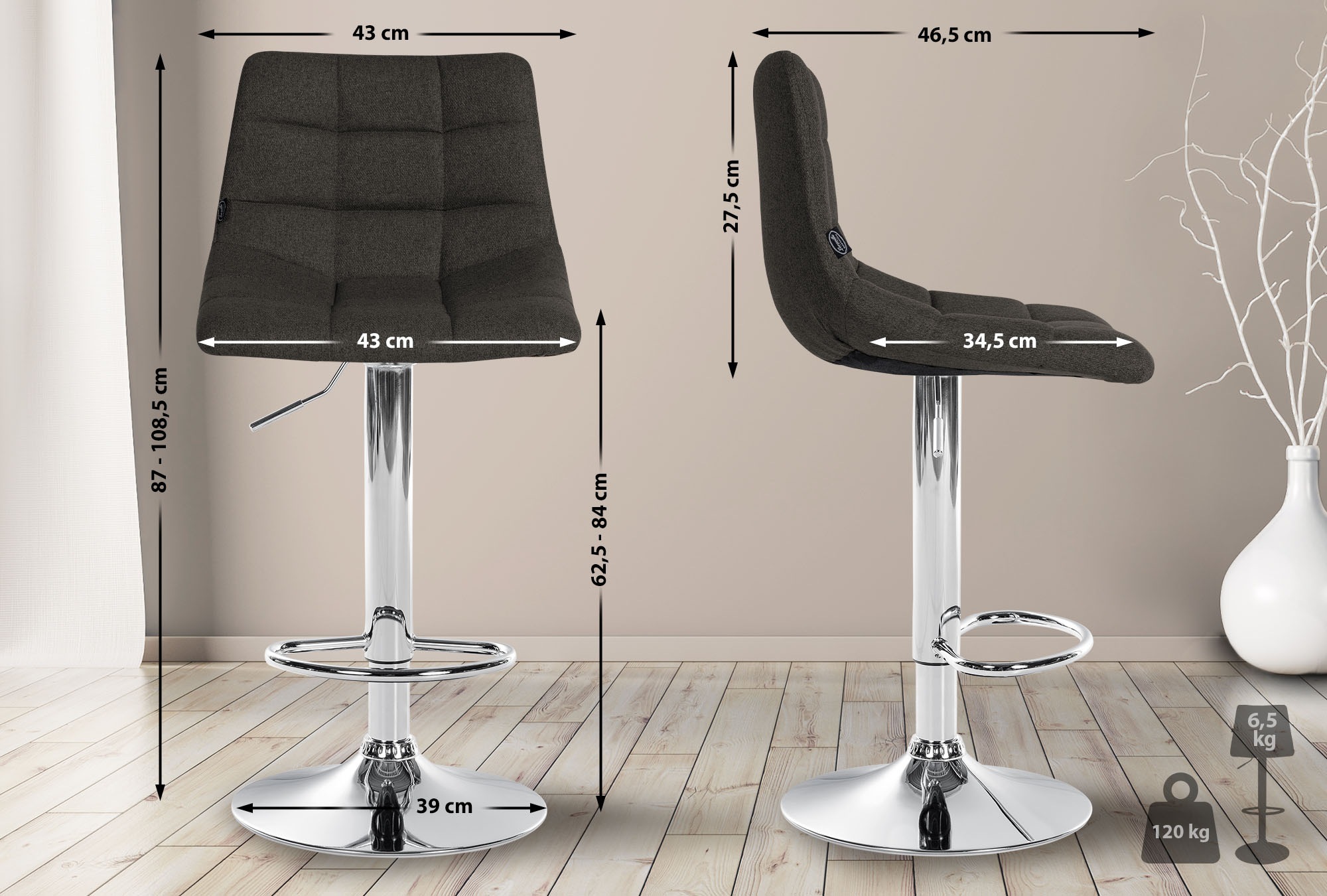 Set di 2 sgabelli da bar Jerry Fabric