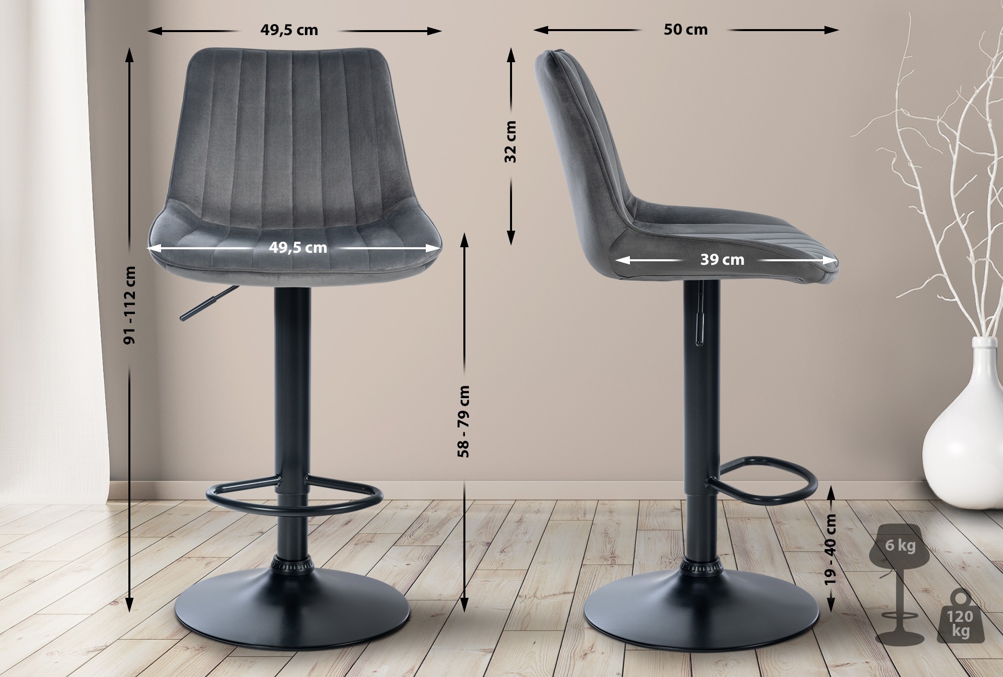 Sgabello Toni Velvet