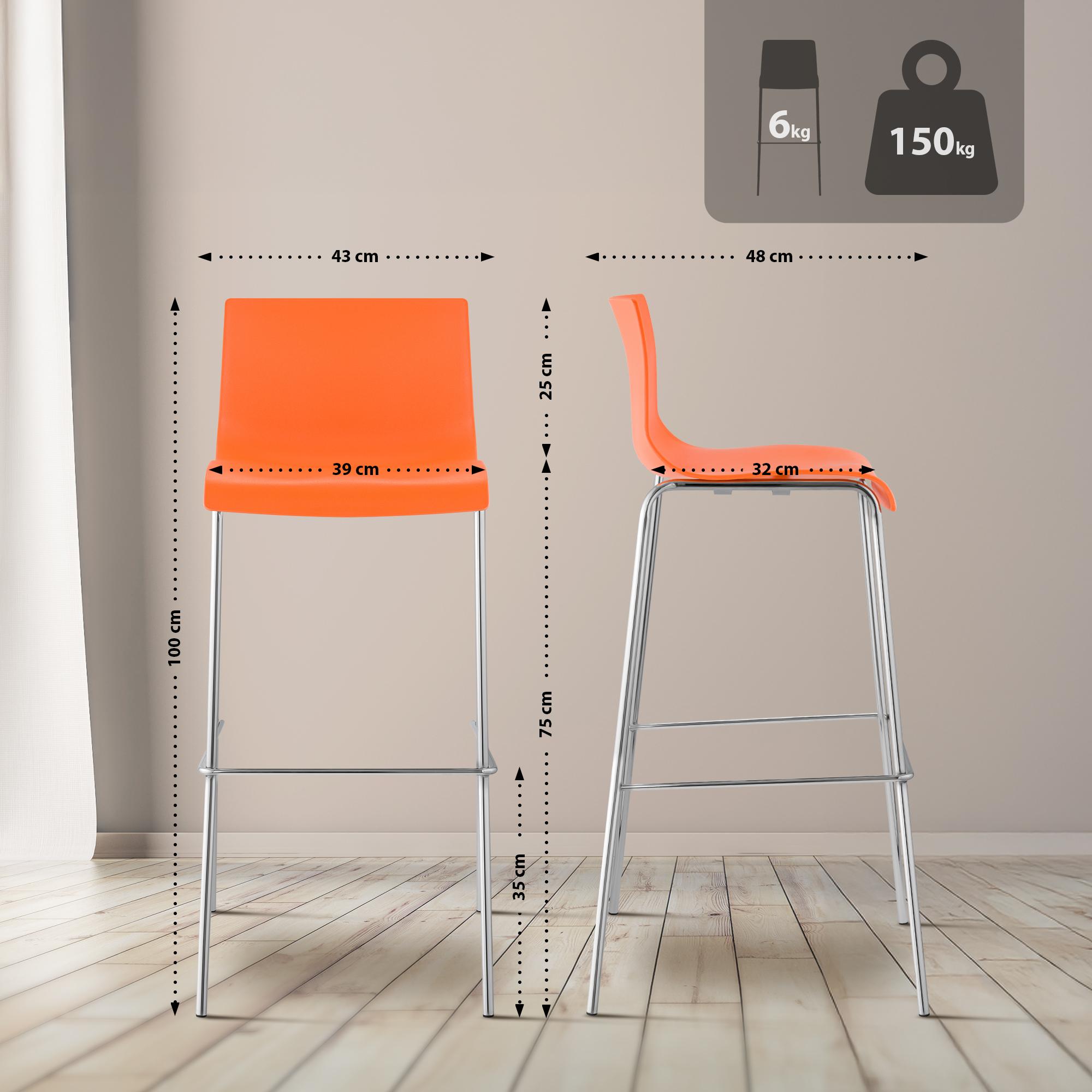 Sgabello da Bar Hover Plastica Struttura a 4 Gambe