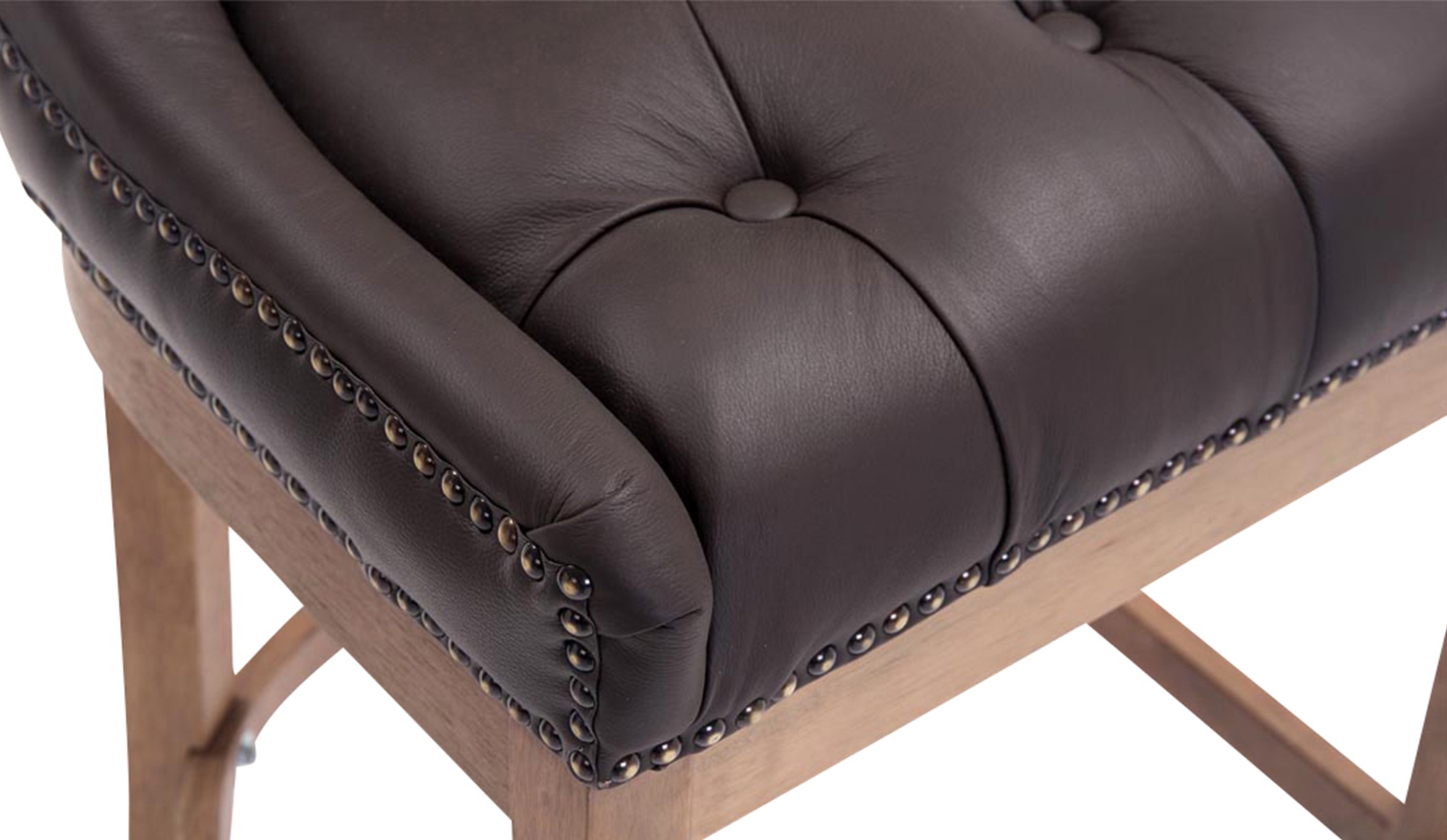 Sgabello Lakewood vera pelle antico-chiaro