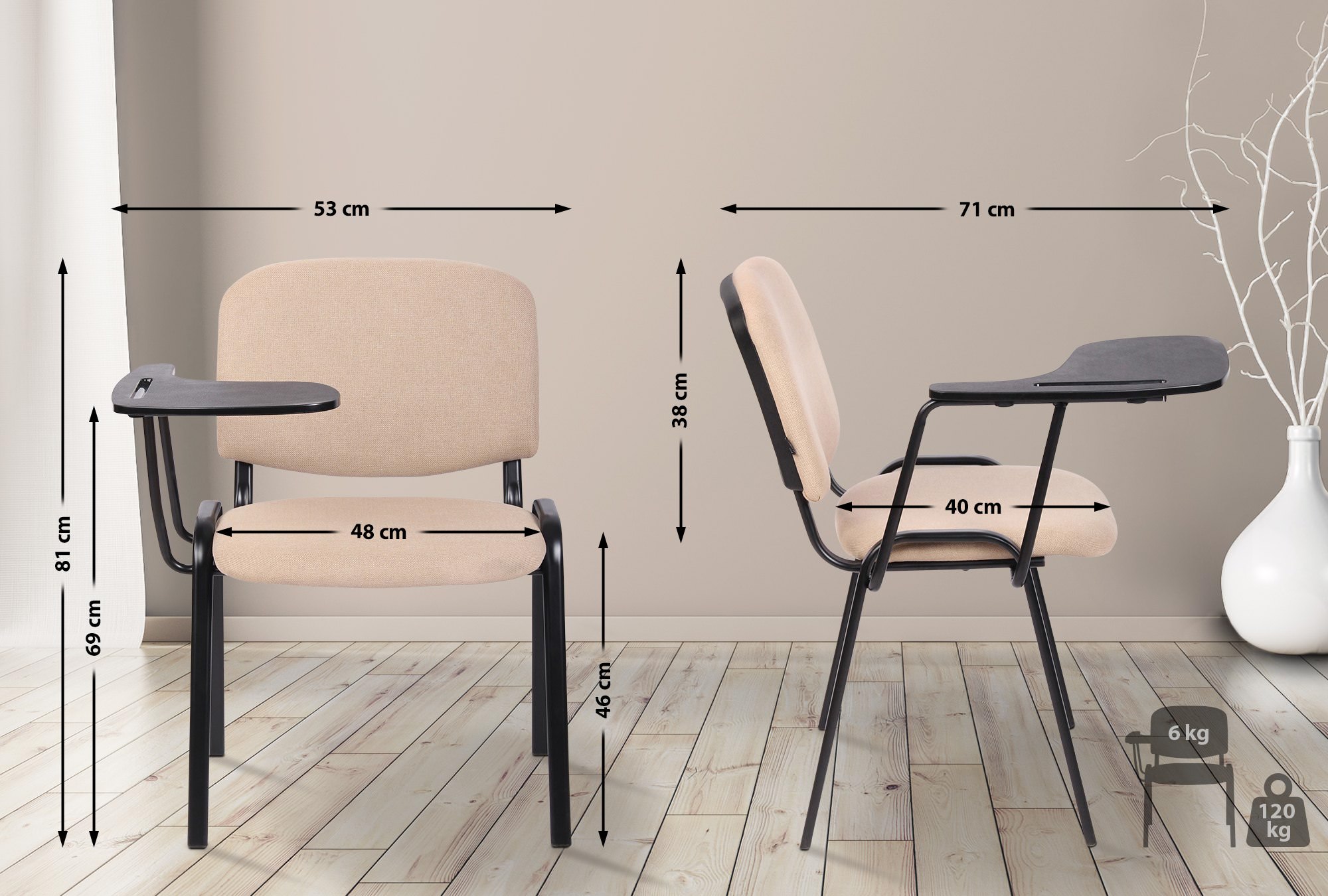 Set di 4 sedie Ken in tessuto con tavolo pieghevole