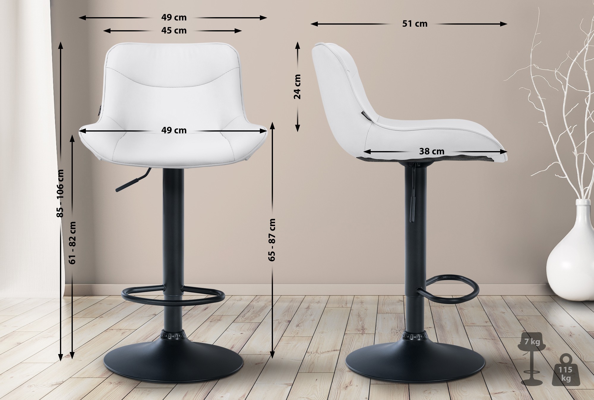 Set di 2 sgabelli da bar in similpelle Vonore