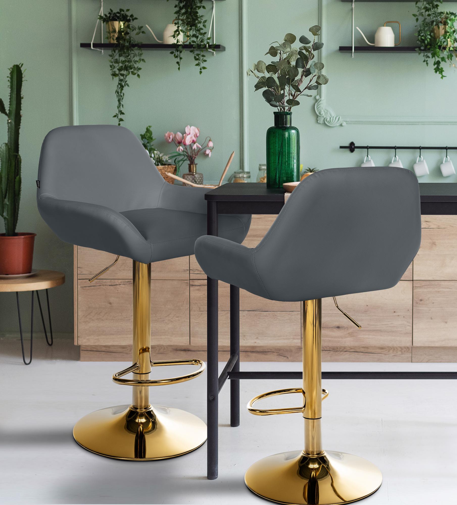 Set di 2 sgabelli da bar Braga in ecopelle oro