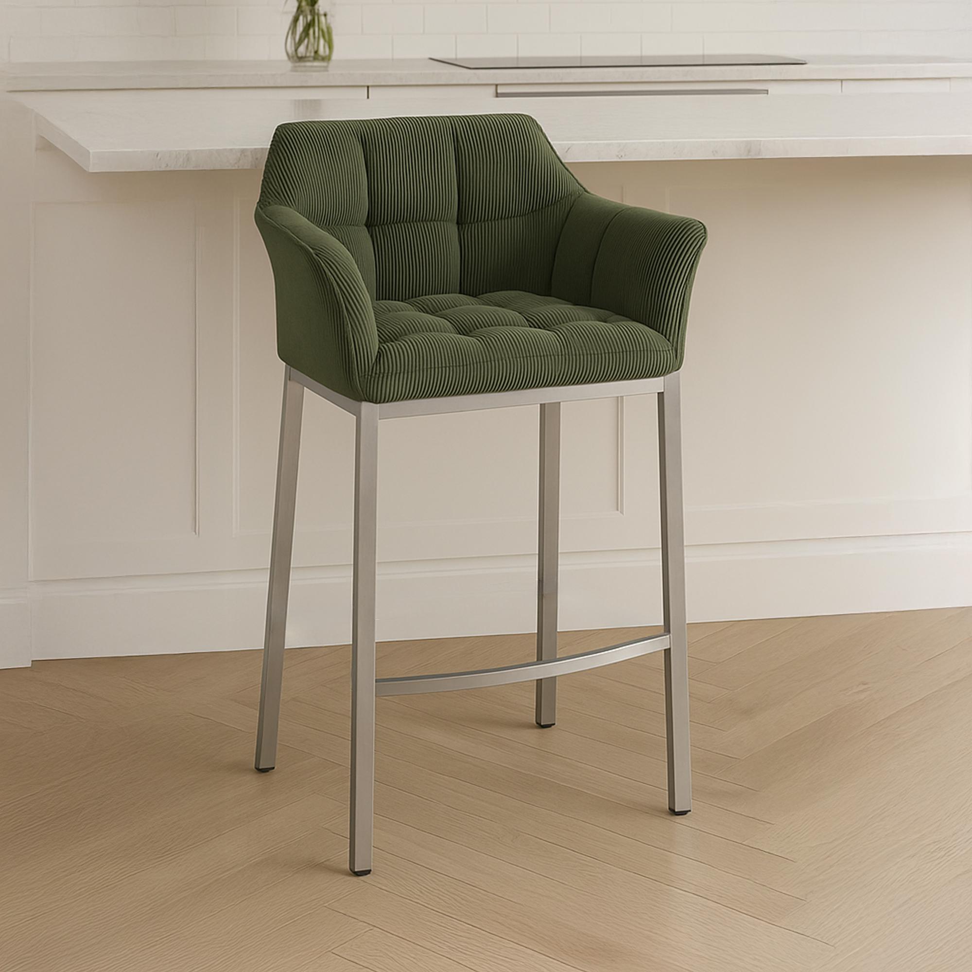 Sgabello Bar Damaso con Rivestimento In Corda e Base a Quattro Gambe