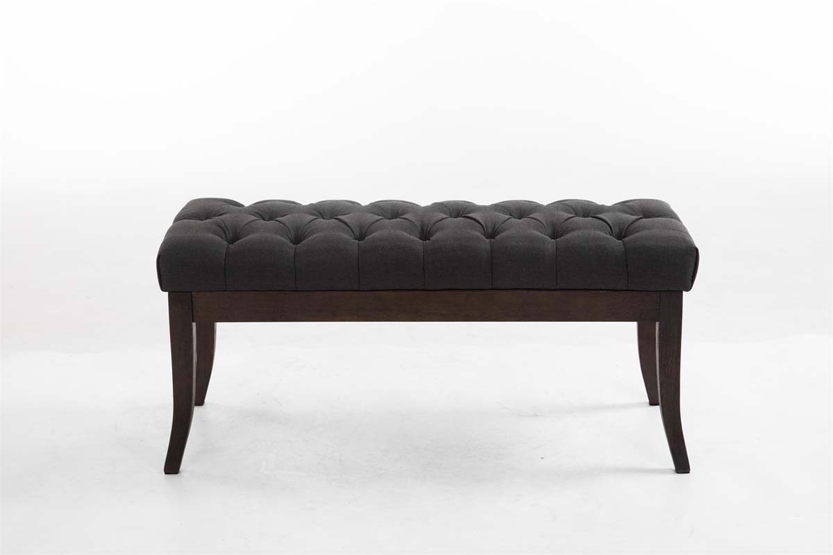 Panca design RAMSES in legno scuro antico e tessuto