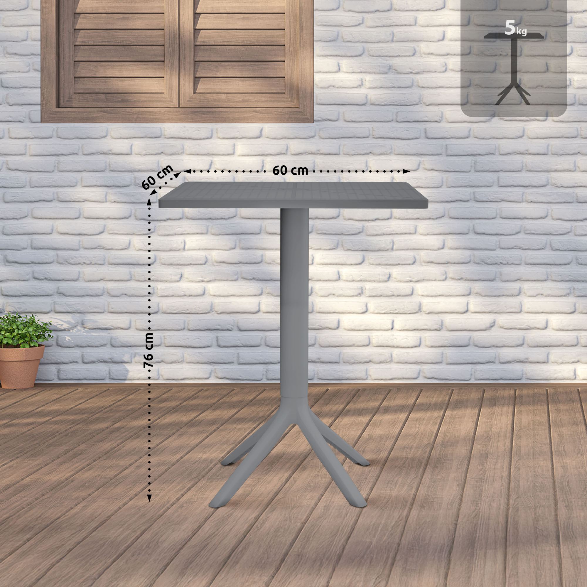 Tavolo da giardino Nuvela 60 x 60 cm Resistente alle intemperie, ai raggi UV, facile da pulire