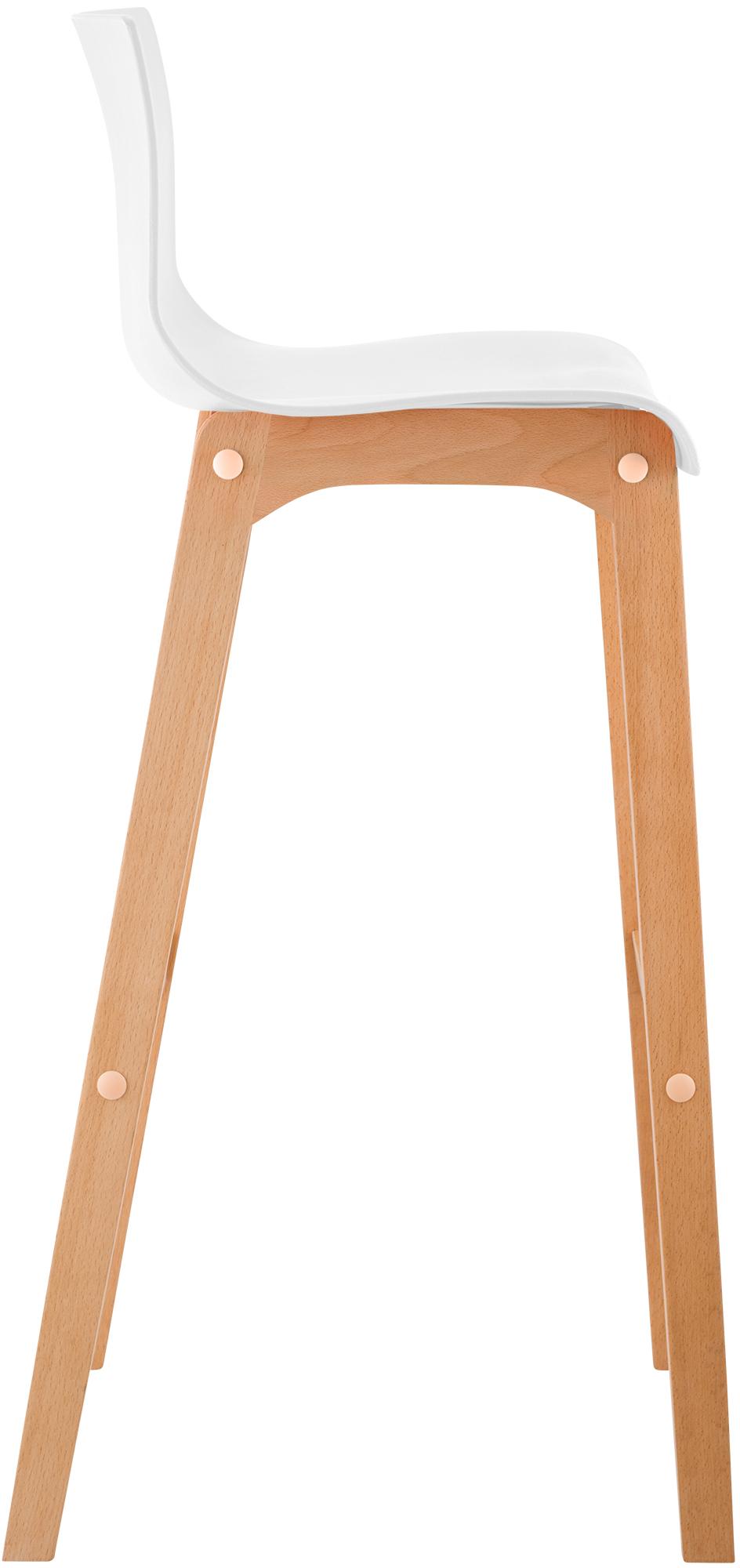 Sgabello da Bar Hover con Seduta in Plastica e Telaio in Legno Natura