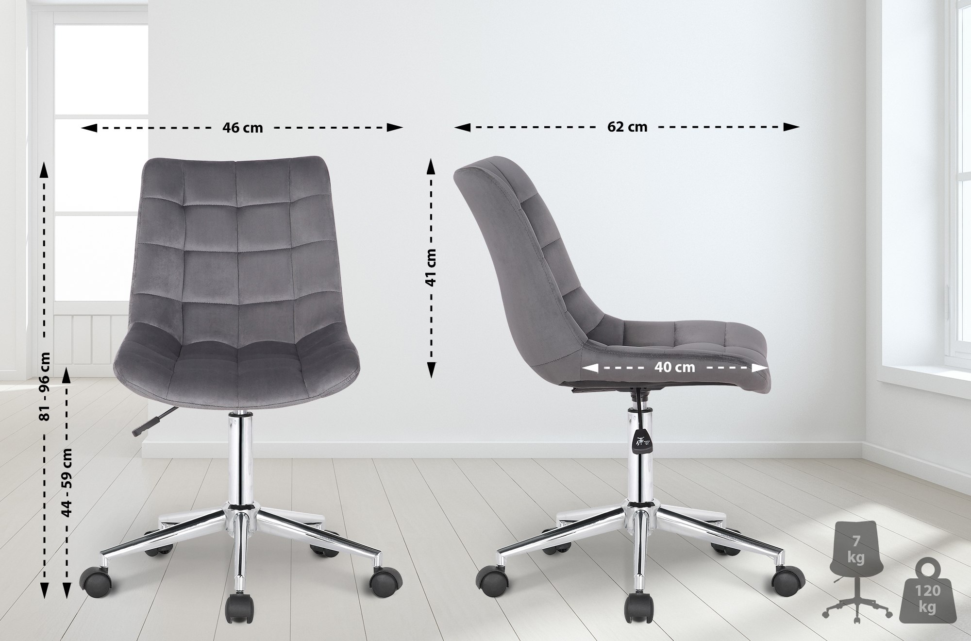 Sedia da ufficio Medford in velluto