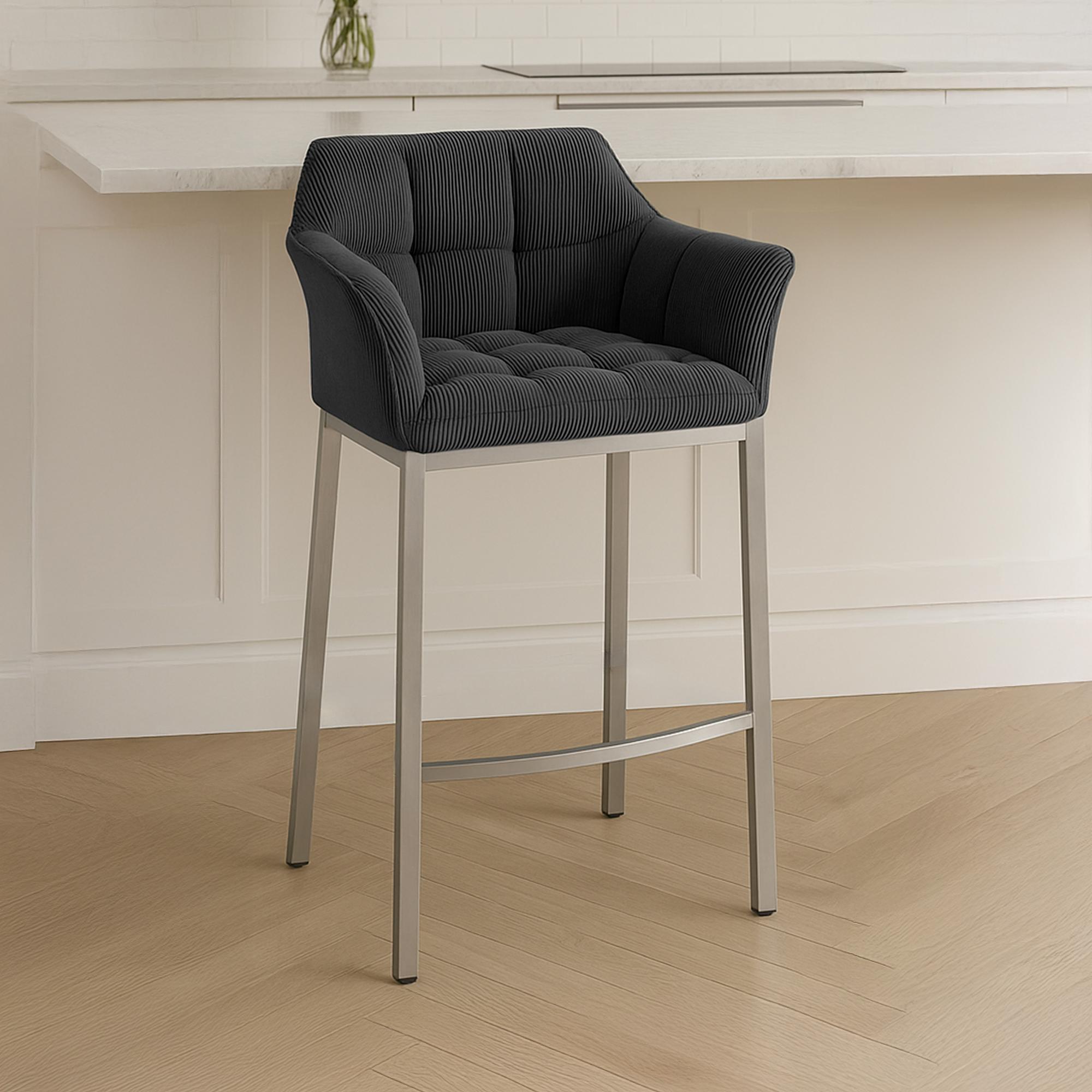 Sgabello Bar Damaso con Rivestimento In Corda e Base a Quattro Gambe