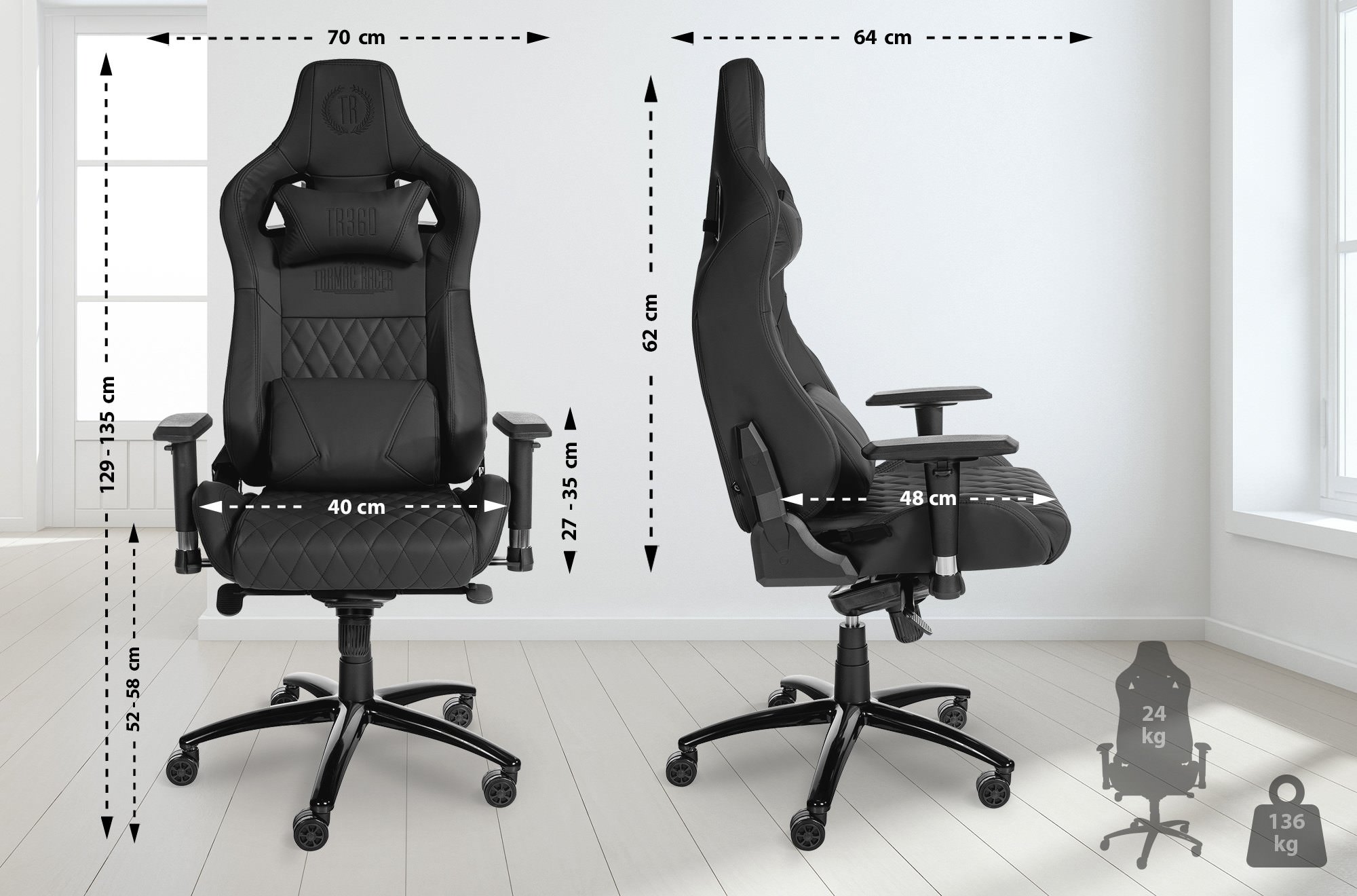 Sedia da ufficio Keren in pelle vera