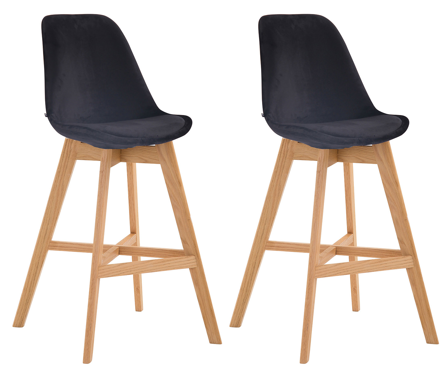 Set 2 Sgabelli Cucina Cannes In Velluto E Legno