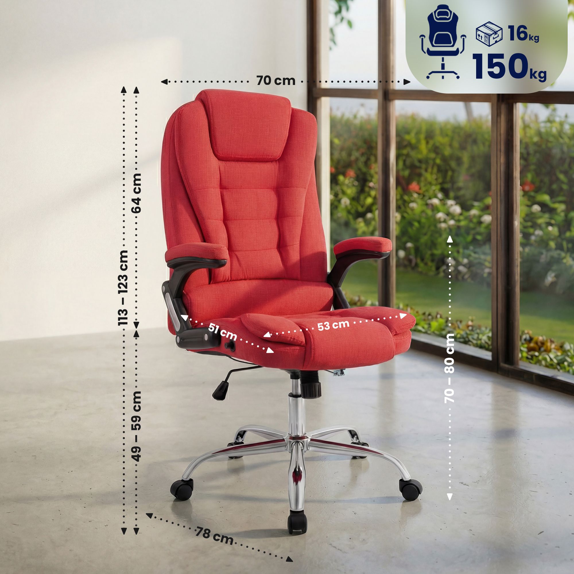 Sedia da Ufficio Thor in Tessuto